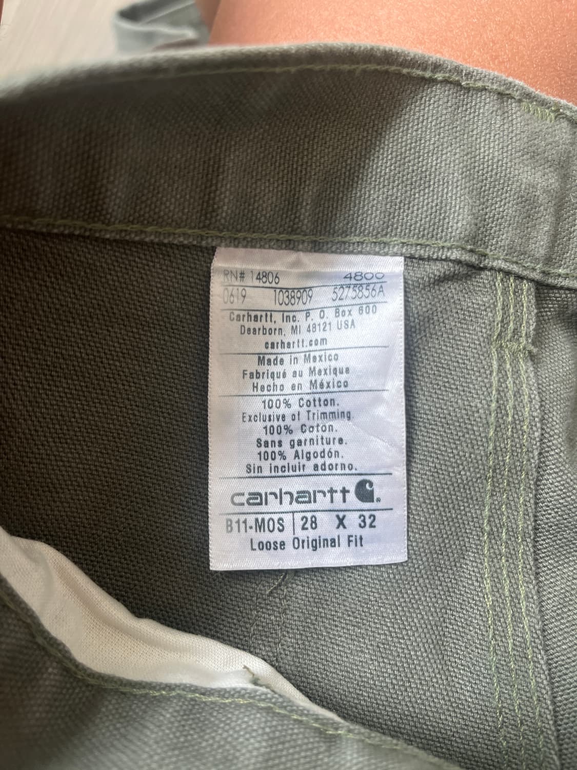 Carhartt 빈티지 B11 모스그린 루즈핏 카펜터 싱글니 워크팬츠 상품이미지7