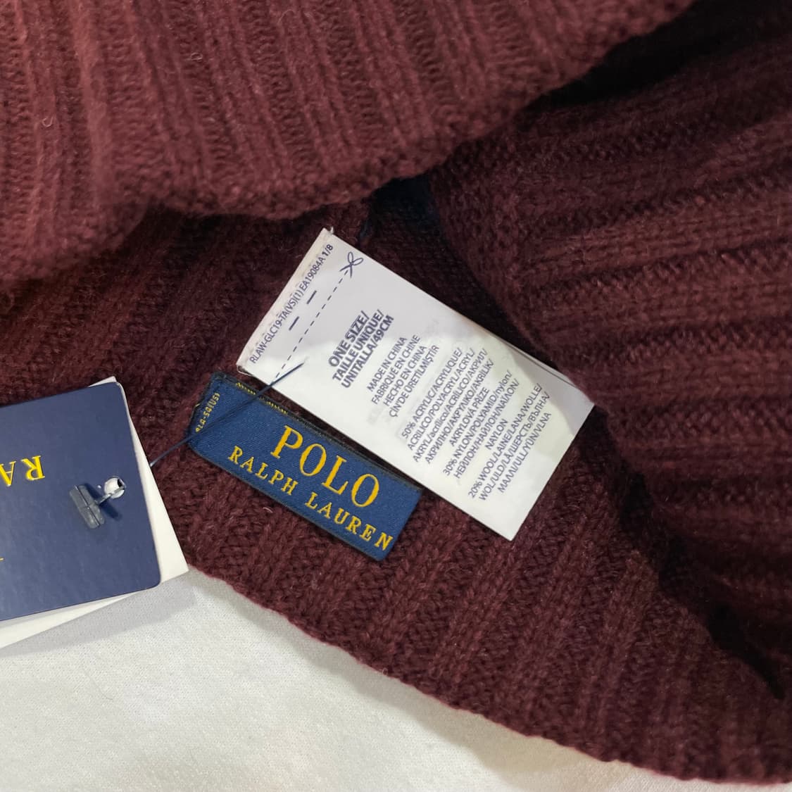 [새상품] 폴로 베어 골지 비니 모자 버건디 상품이미지4