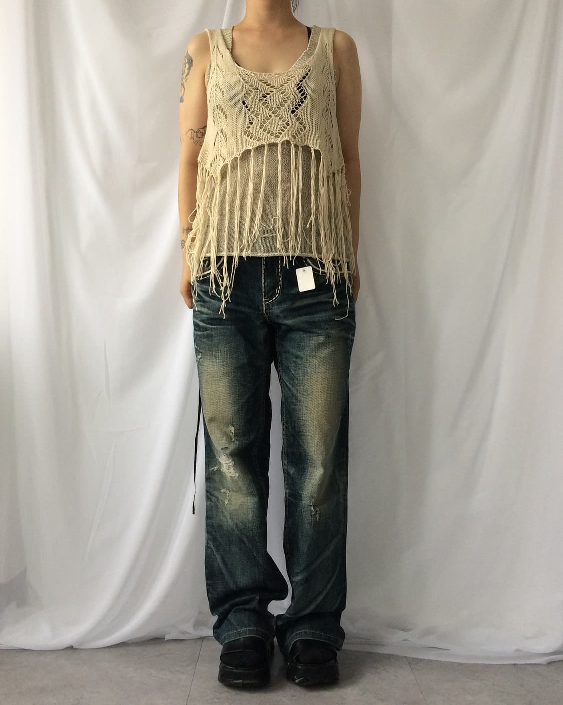 Fringe point crochet sleeveless 상품이미지5