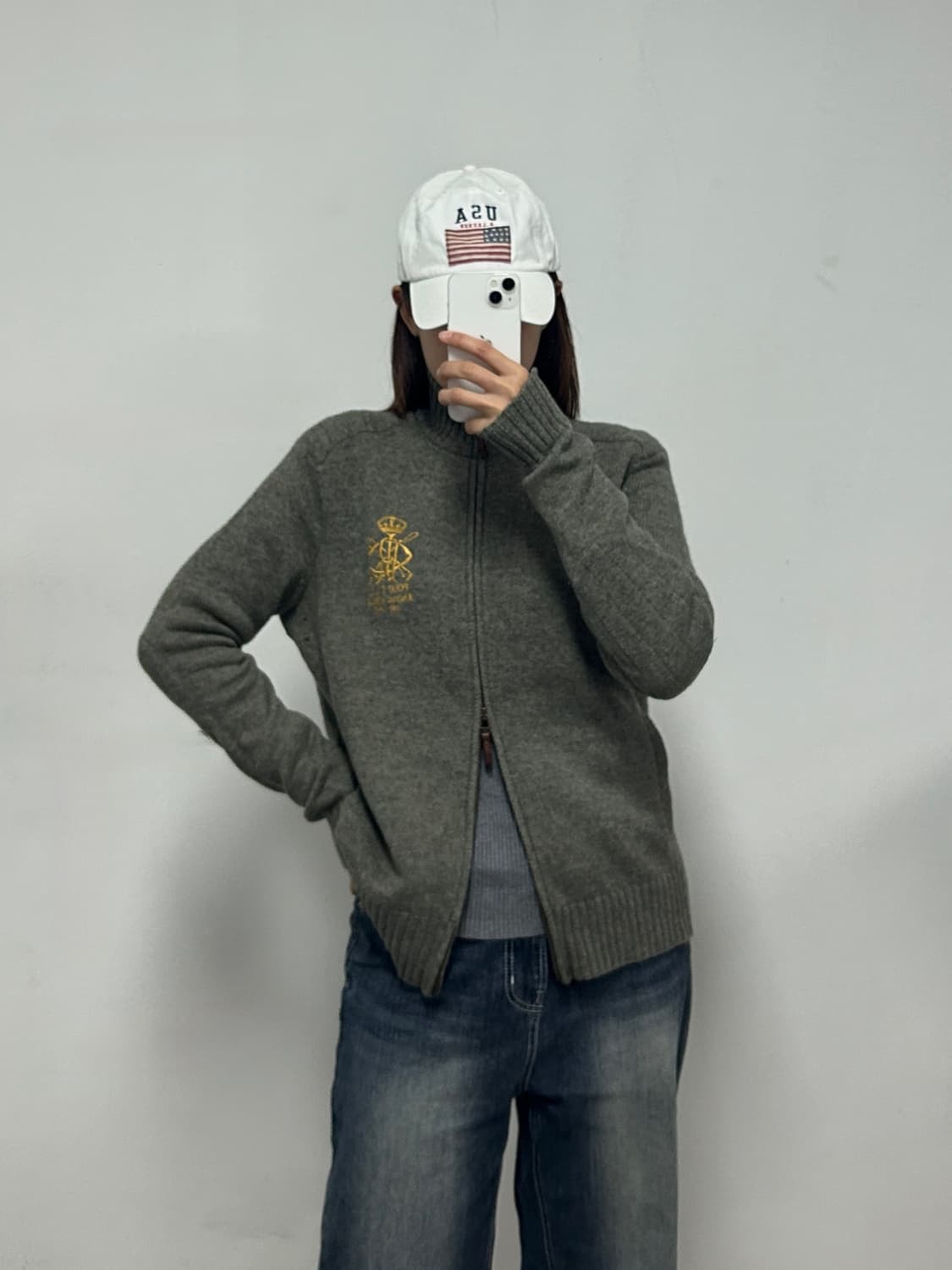 폴로 랄프로렌 레이싱 스테이블스 크라운 자수 램스울 니트 집업 가디건 상품이미지1