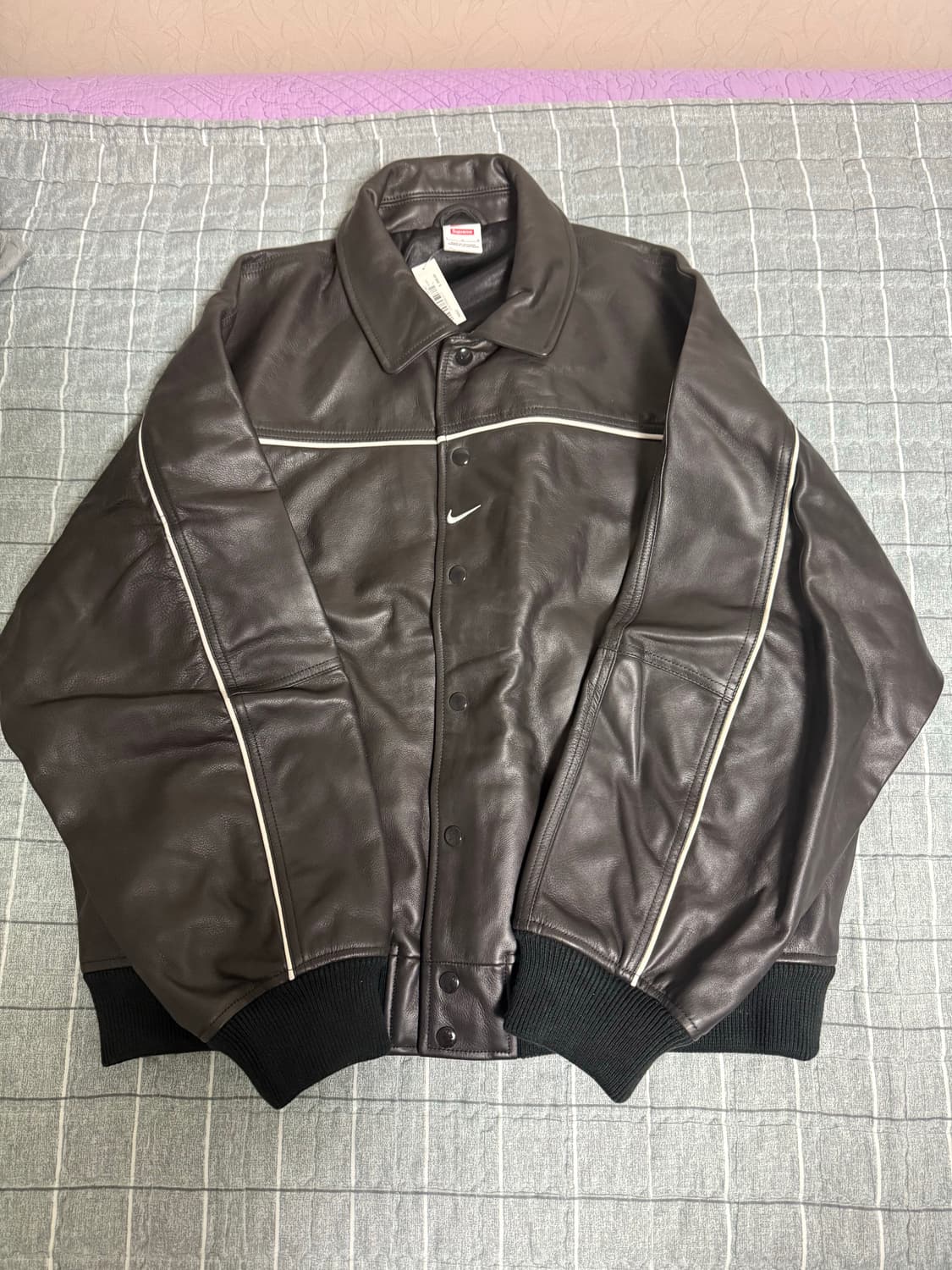 나이키 x 슈프림 레더 바시티 자켓 XL 택달린 새상품 상품이미지1