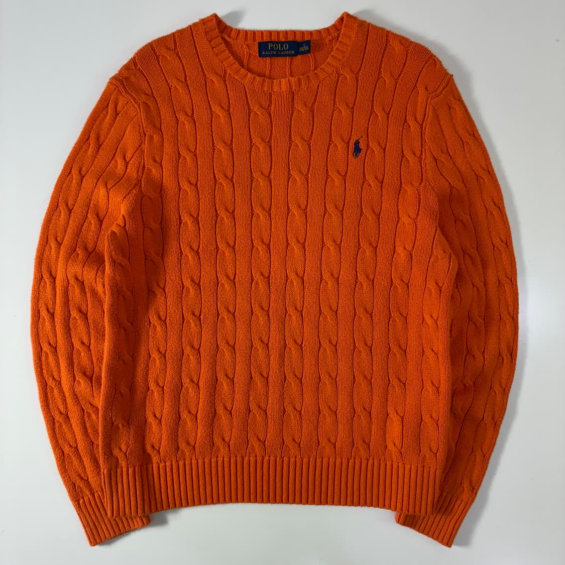 Polo 폴로 랄프로렌 신형 코랄 오렌지 케이블 라운드 니트 상품이미지1