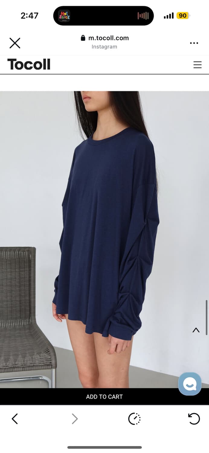 Tocoll tuck long sleeve top - navy (토콜) 상품이미지4