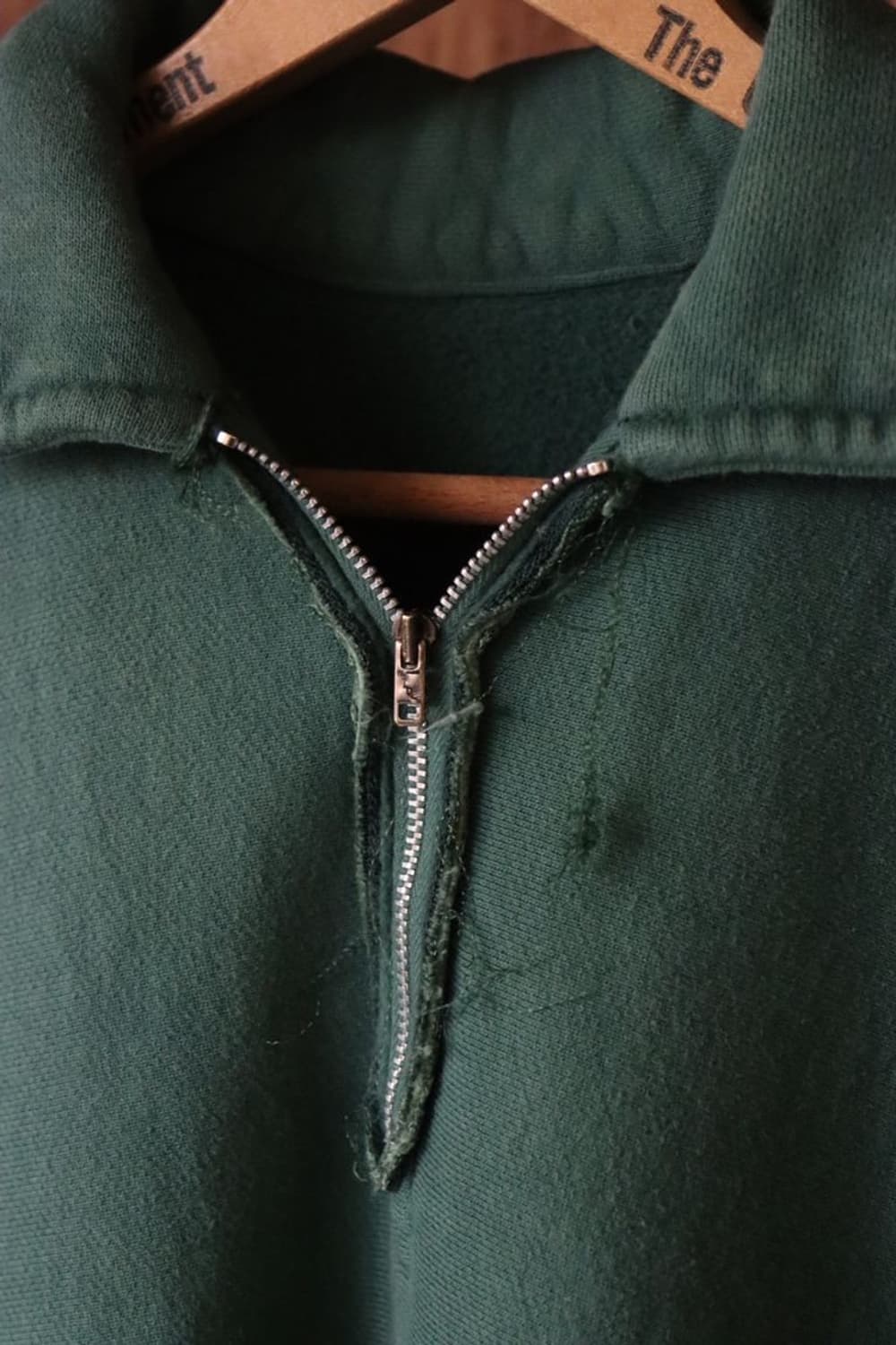 [2]아프레쎄 빈티지 그린 하프 집 스웻 셔츠 상품이미지4