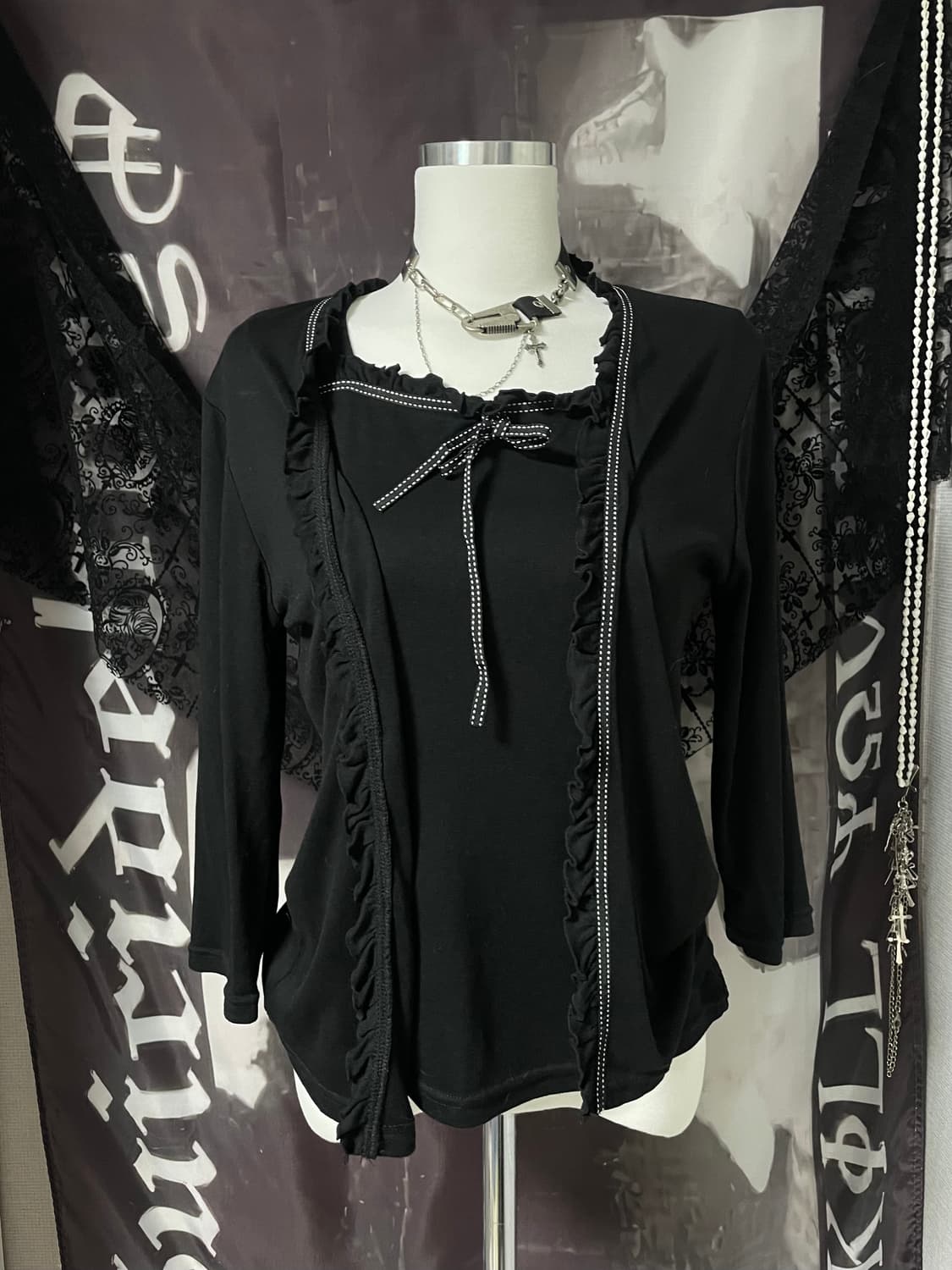 Jpn gothic top 가디건 셋업 고스페어리로걀오네갸루스즈코니혼진 상품이미지4