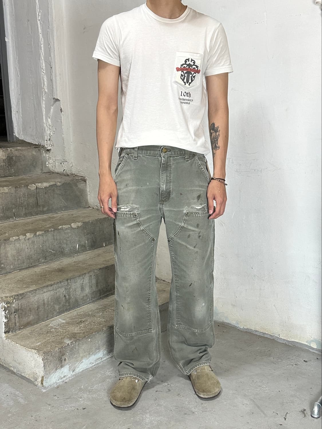 OG 칼하트 B136 더블니 팬츠 칼하트 MOS 모스그린 상품이미지2