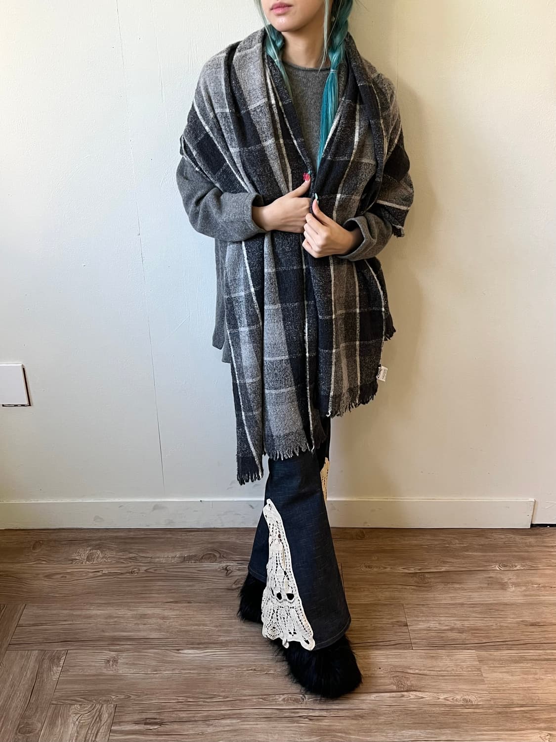 theory 울 체크 스카프 상품이미지6