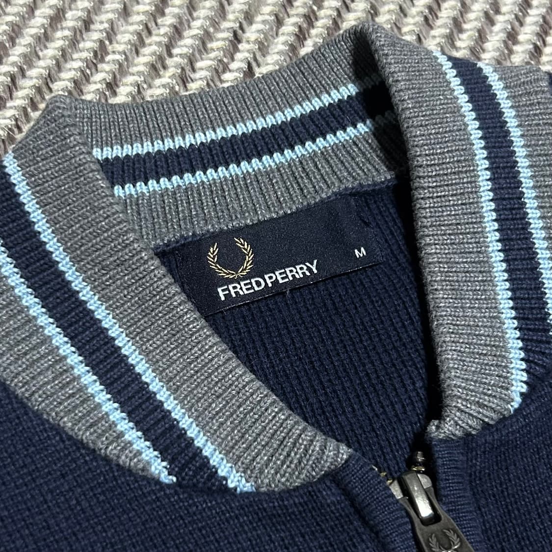 [M] Fredperry 프레드페리 미드웨이트 코튼 니트 집업 자켓 상품이미지5