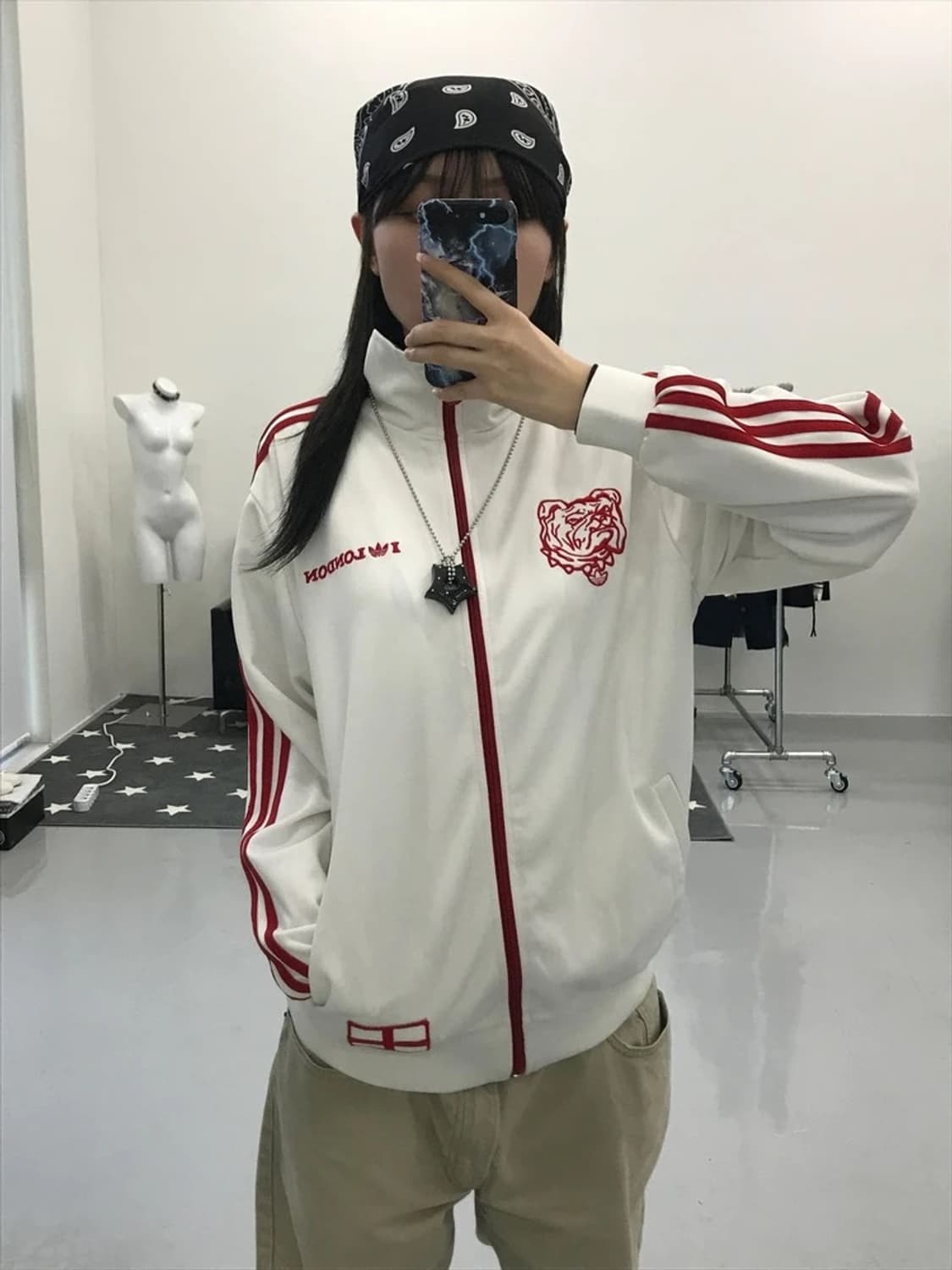 아디다스 레드 화이트 런던 트랙탑 져지 상품이미지2