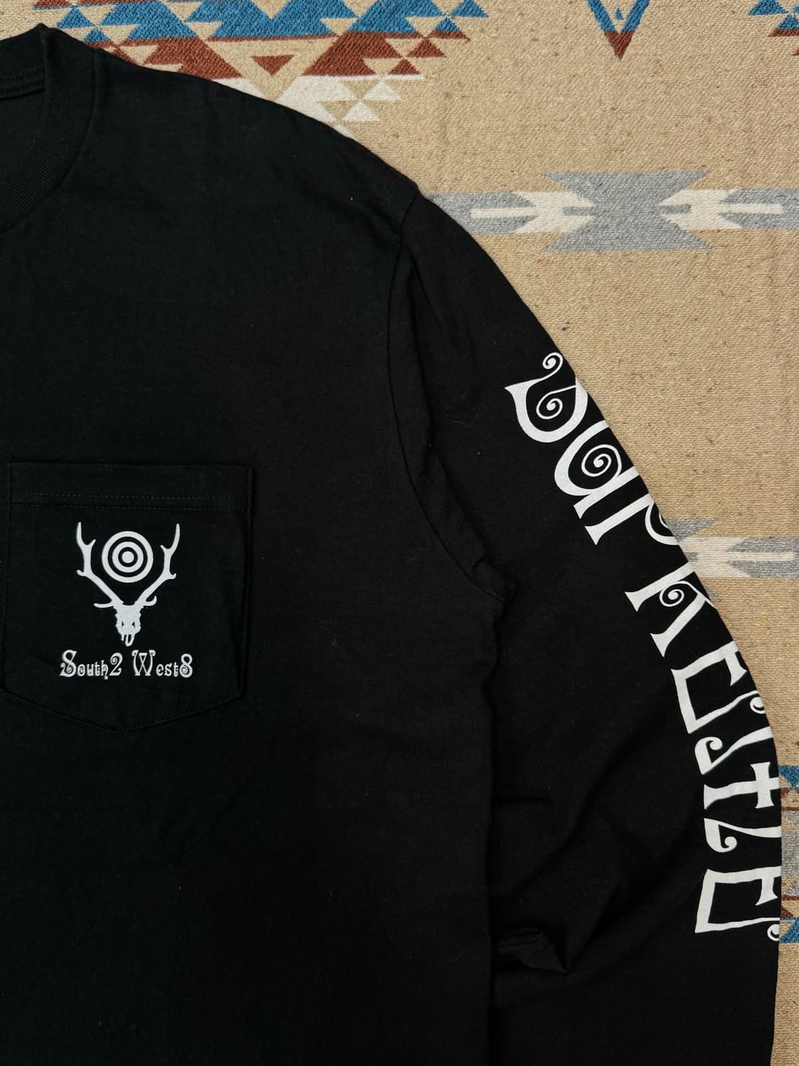 [M] 슈프림 x 사우스2 웨스트8 롱슬리브 포켓 티셔츠 블랙  상품이미지4