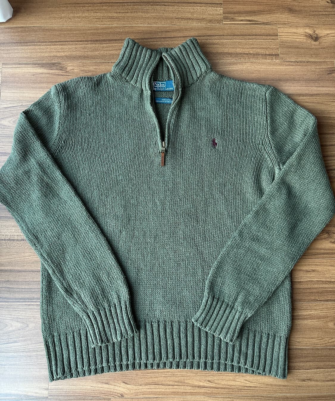 폴로 반집업 니트 올리브그린 L 상품이미지1