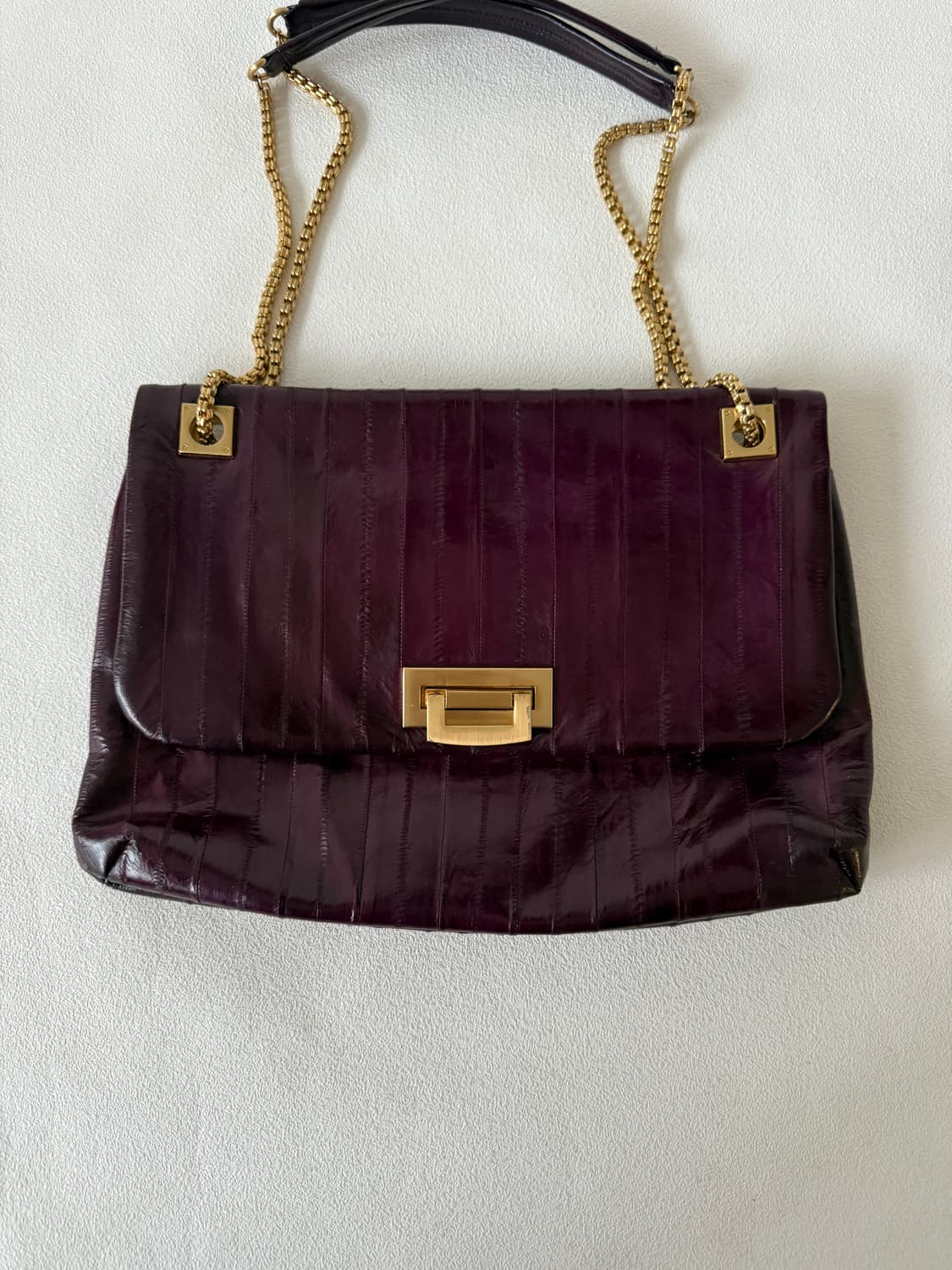 Pre owned 가오리 레더 체인 숄더백 상품이미지2