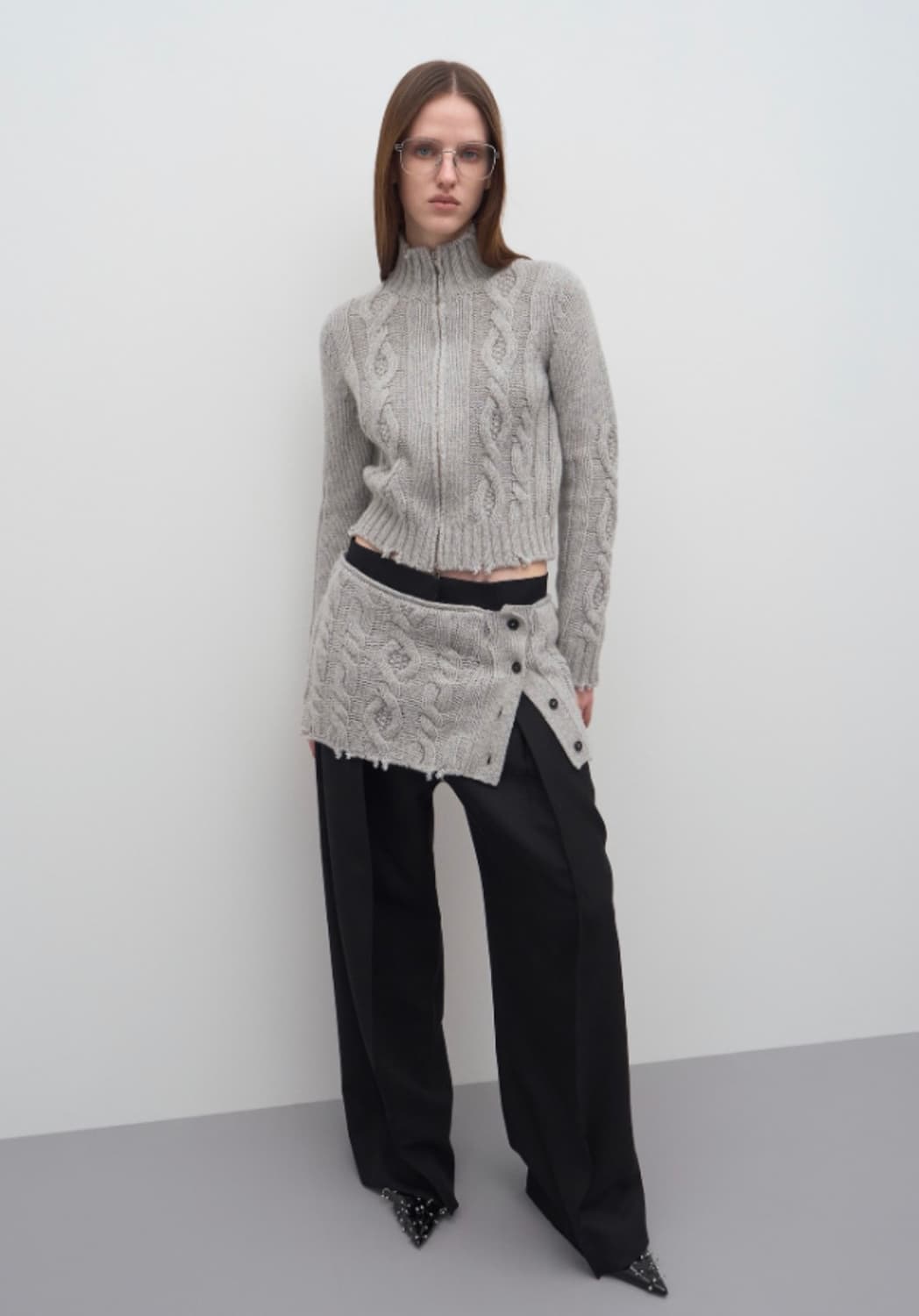 [LCDC] TWISTED ZIP-UP CARDIGAN (GREY) 상품이미지1