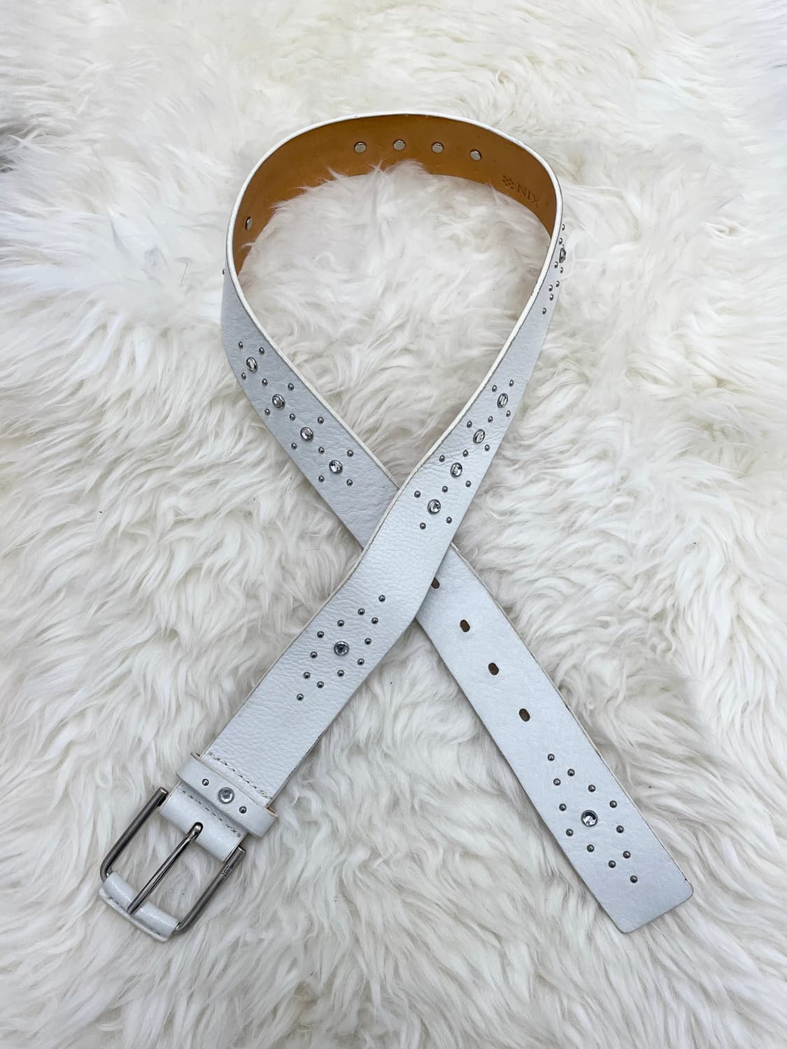 화이트페어리 리얼레더 큐빅 버클 벨트 상품이미지1