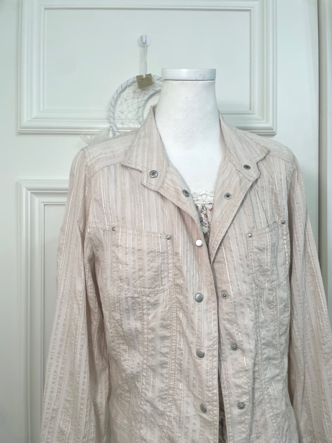 pink beige lace line summer jacket(size- 상품이미지6