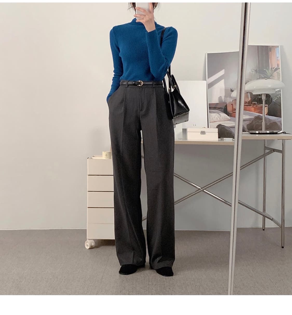 (2개 일괄판매 )사색 슬랙스 겨울 슬랙스 차콜 슬랙스 카키 슬랙스 L 상품이미지1