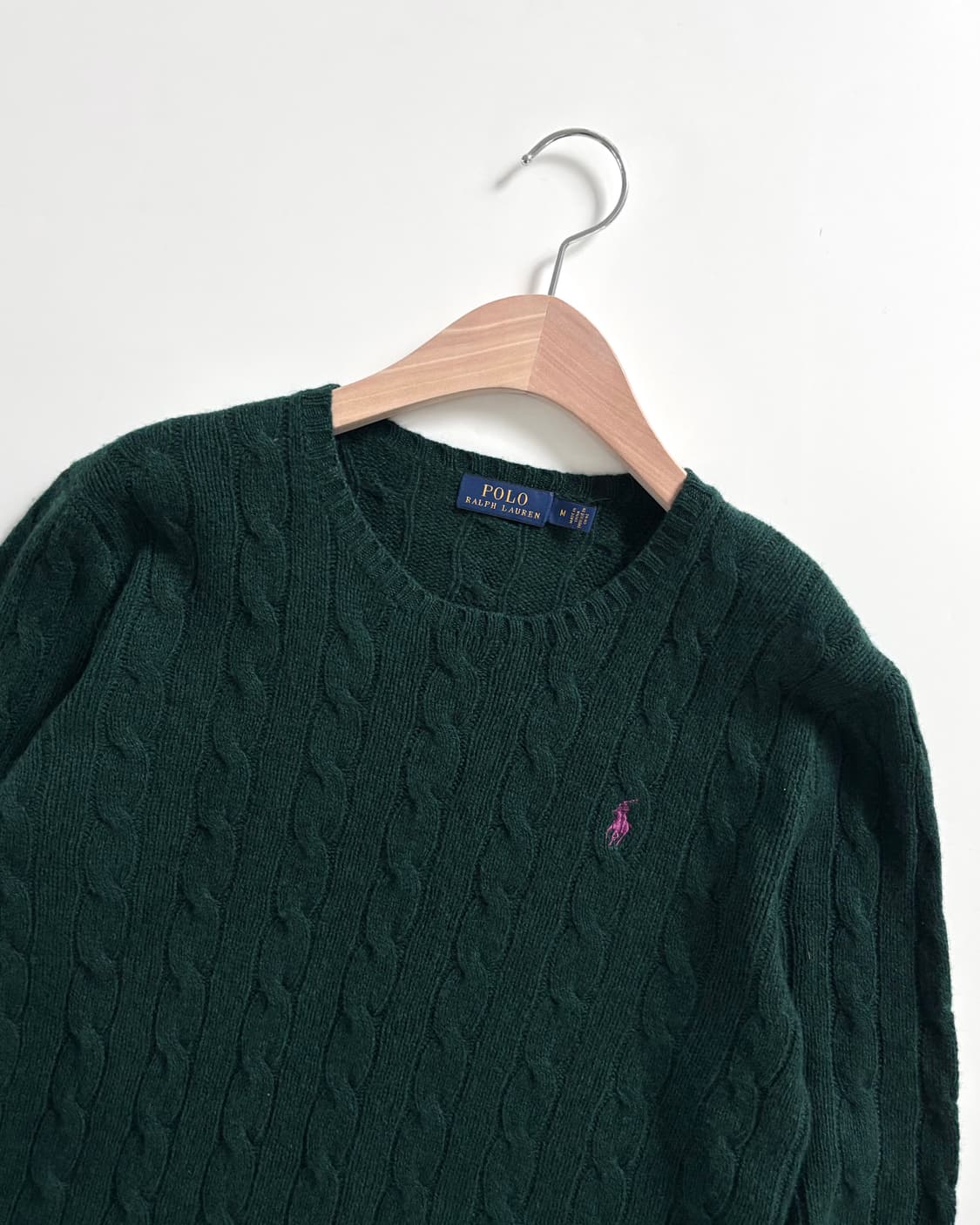 Polo 폴로 랄프로렌 신형 캐시미어 딥그린 케이블 니트 상품이미지3