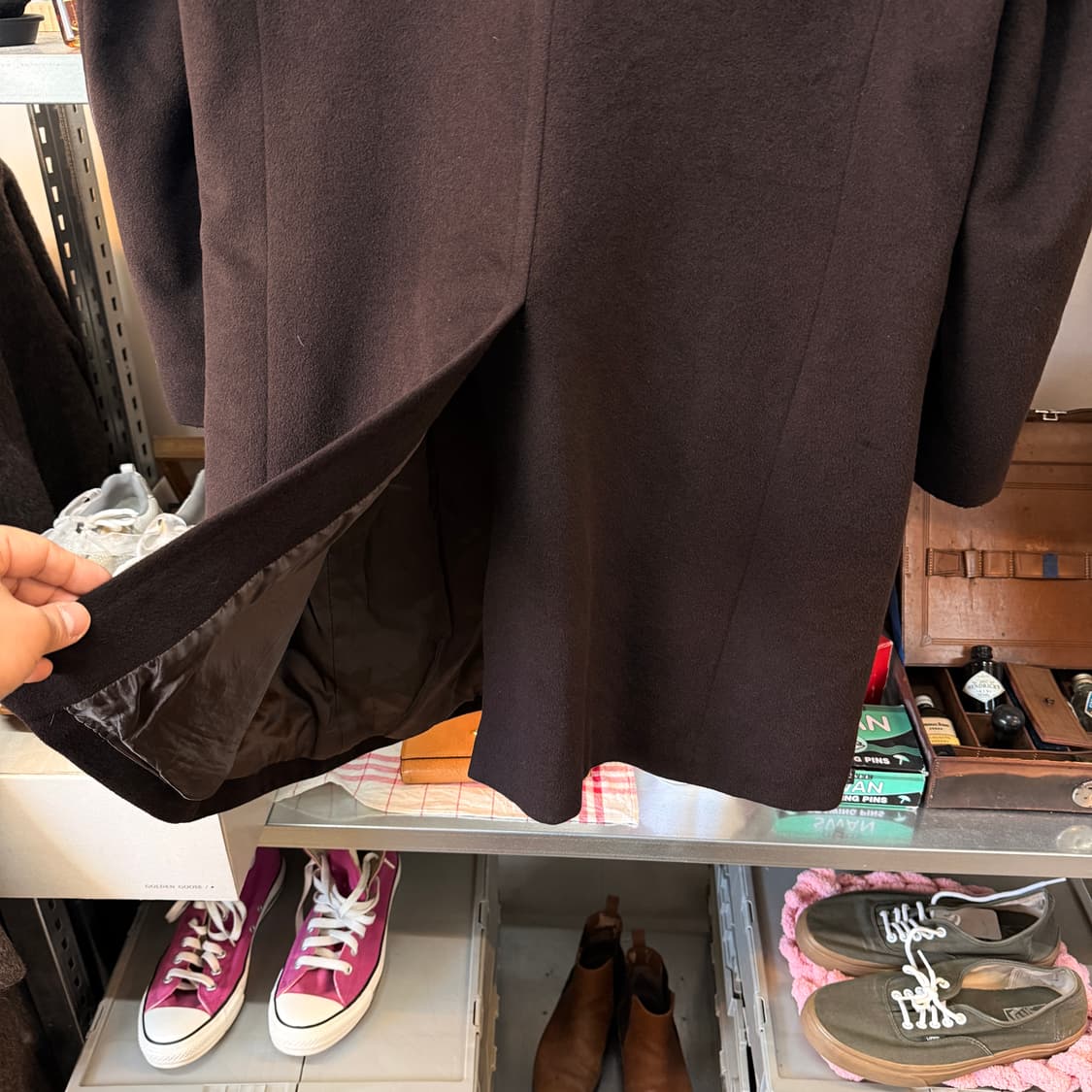 타케오 키쿠치 일본 디자이너 퍼플 버건디 앙고라 캐시미어 혼방 코트 상품이미지5