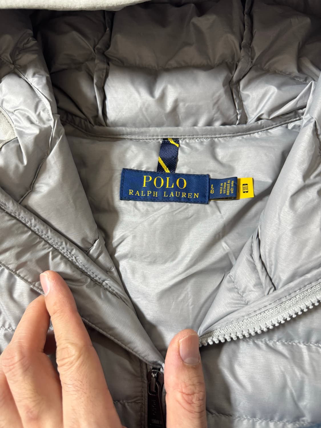 L 폴로 랄프로렌 패커블 경량 패딩 점퍼 그레이 후디 상품이미지4