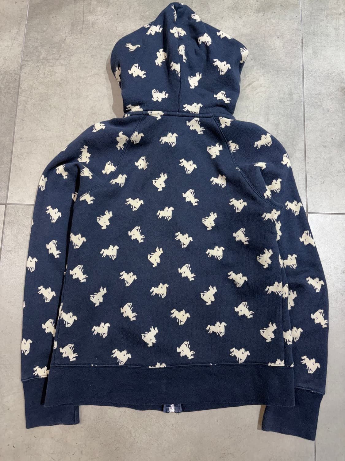 일본 빈티지 CABBAGES & ROSES 말 패턴 후드집업 상품이미지5
