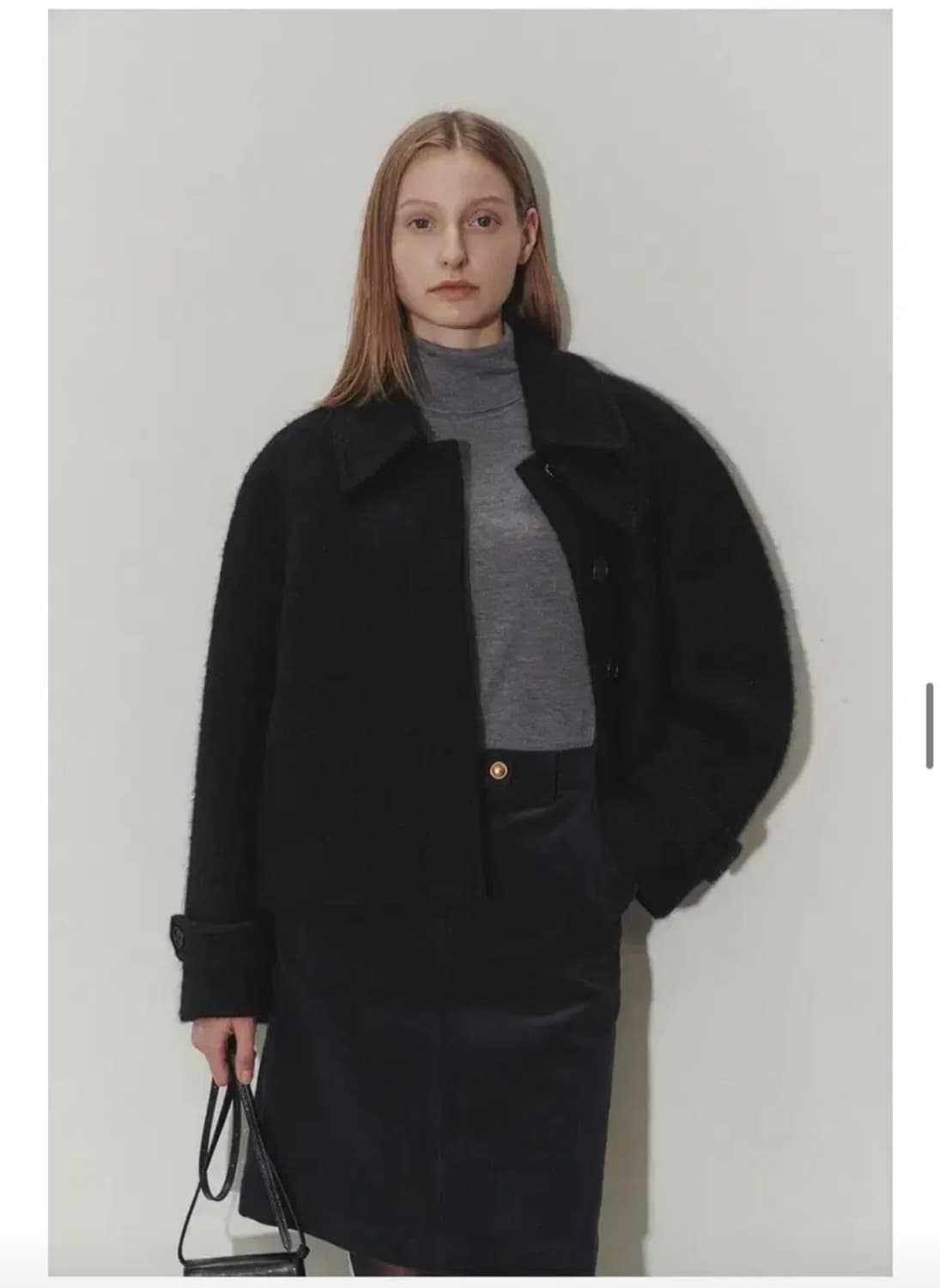 던스트 크롭 부클 울 코트 블랙 상품이미지5