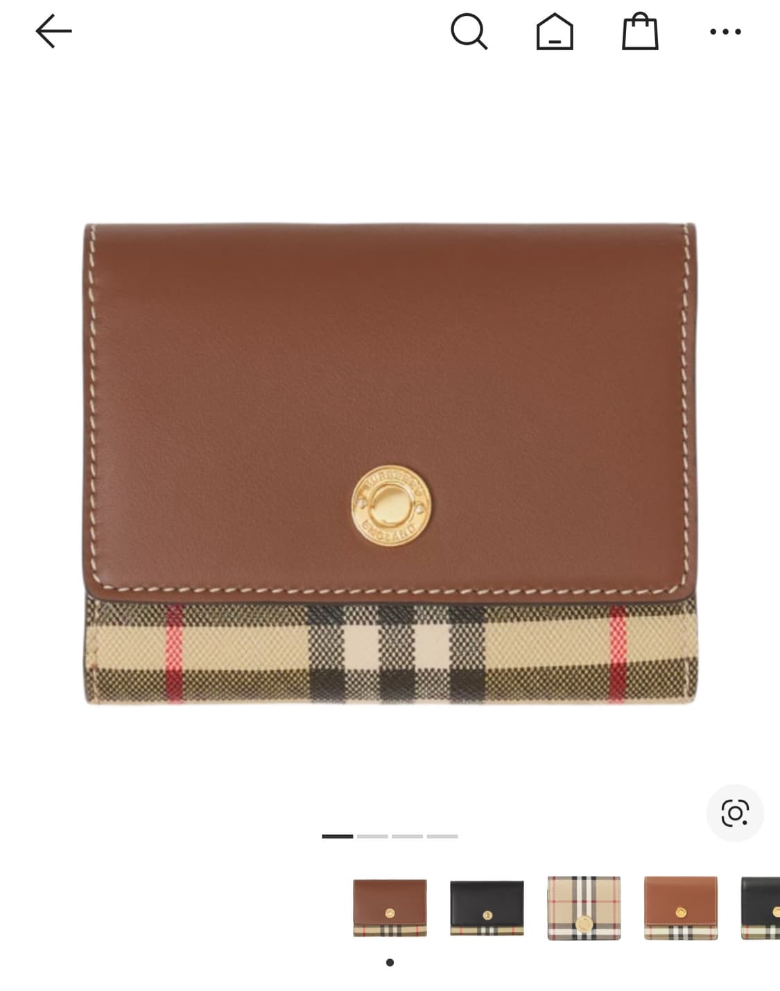 버버리 스몰 빈티지 체크 레더 폴딩 지갑 아카이브 베이지 탄 상품이미지1