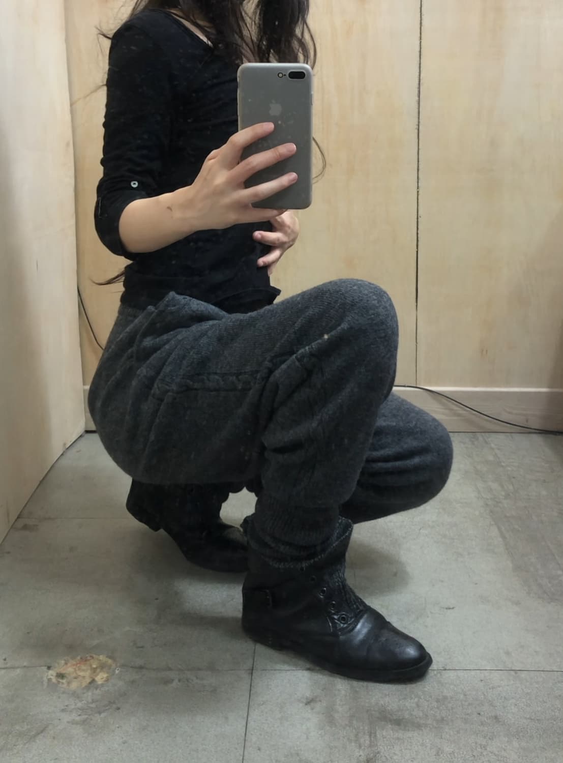 [직수입] 빈티지 레더 니트 부츠 상품이미지1