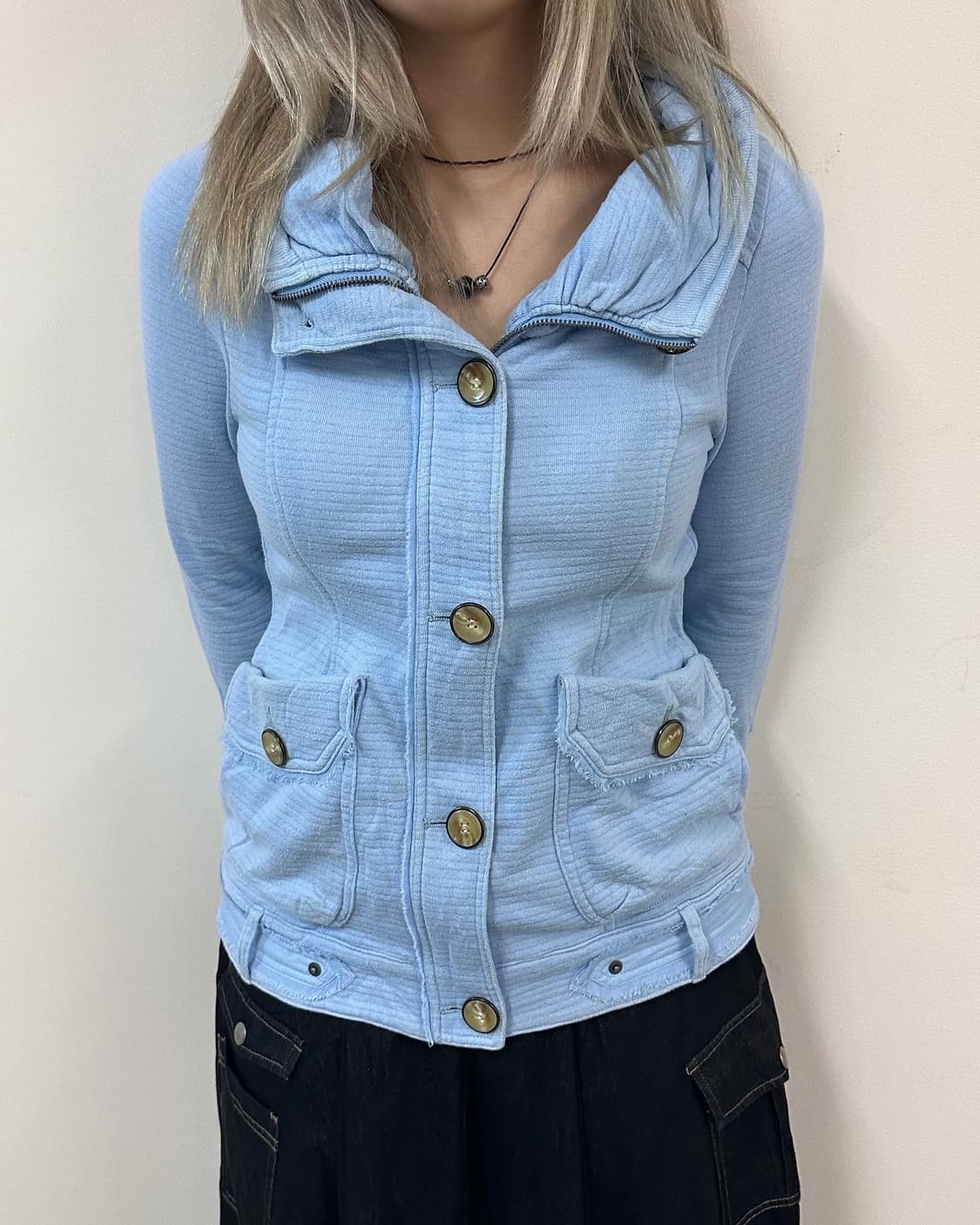 baby blue glitter zip-up 상품이미지1