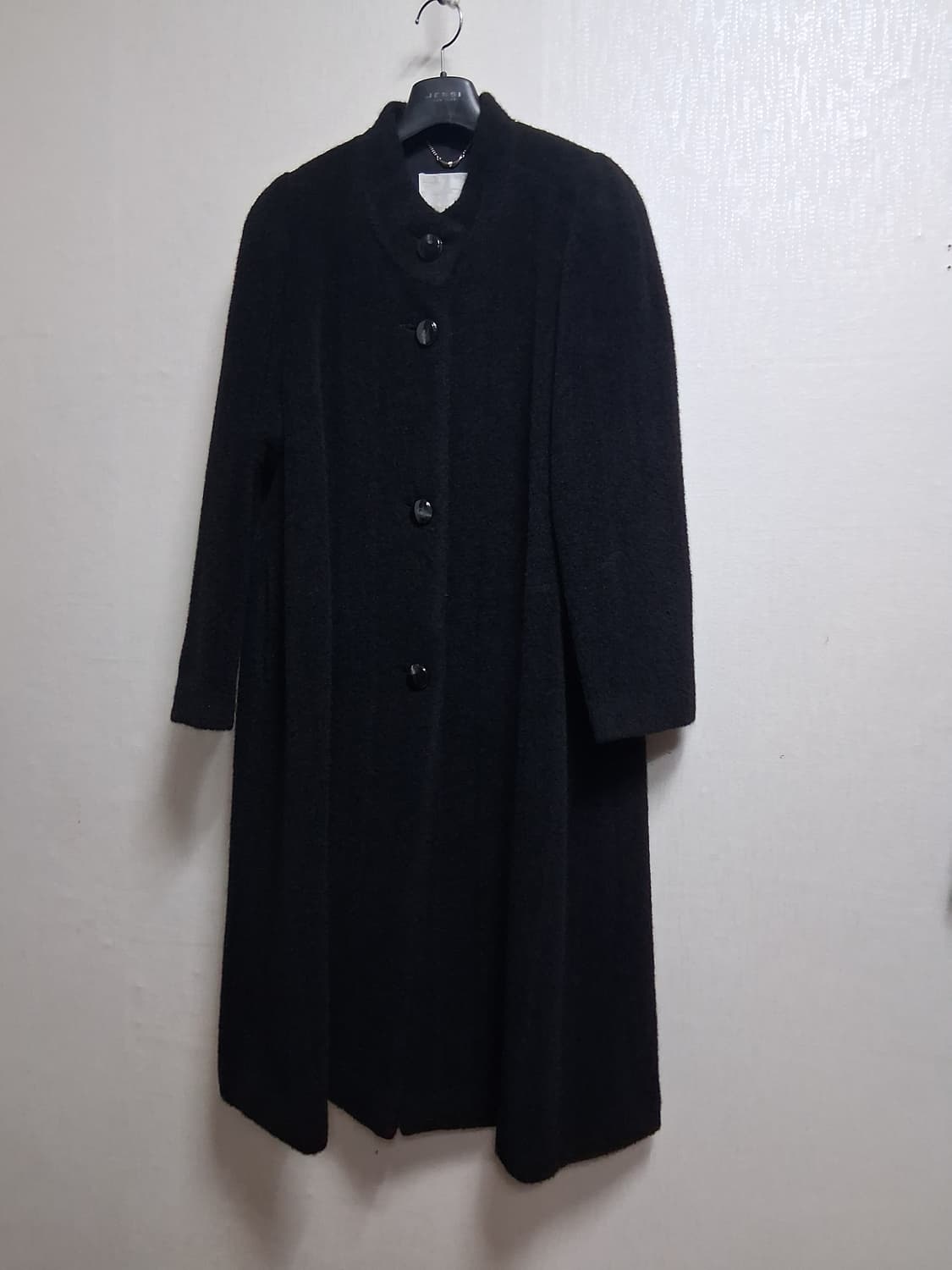 일본 Ceriaier 100% 알파카 롱코트 블랙 무지 헤링본짜임 77 상품이미지1