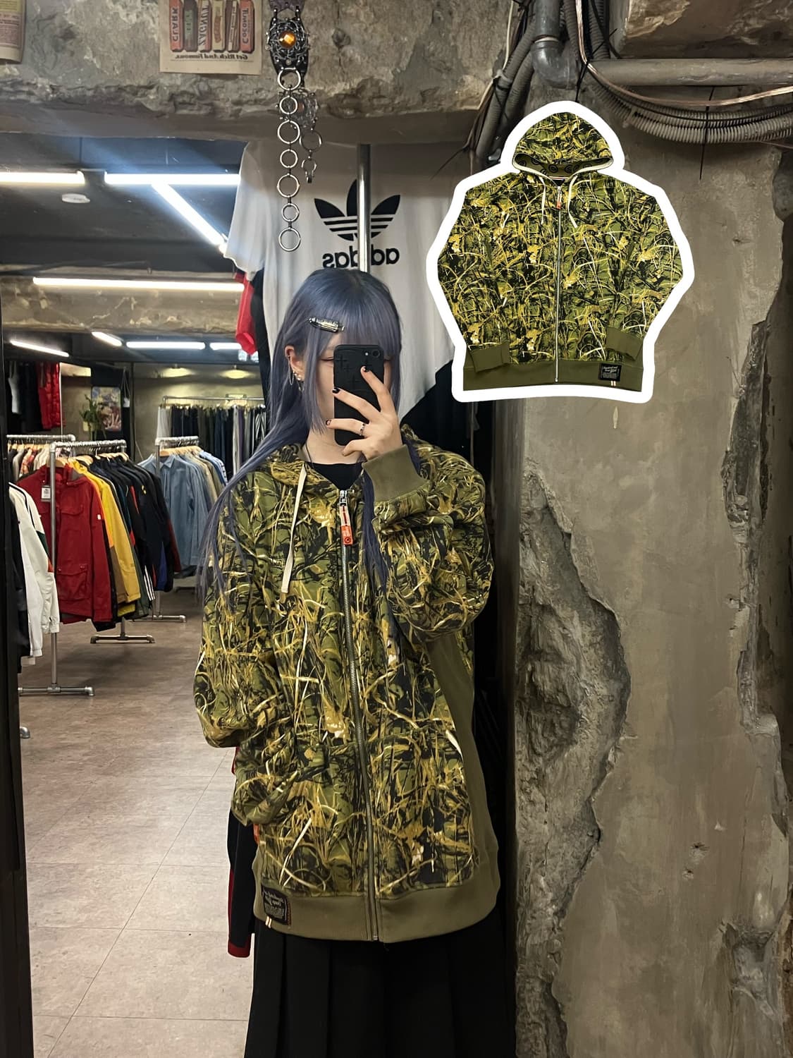 카모플라쥬 후드집업 그린 XL   #csz2324 상품이미지1