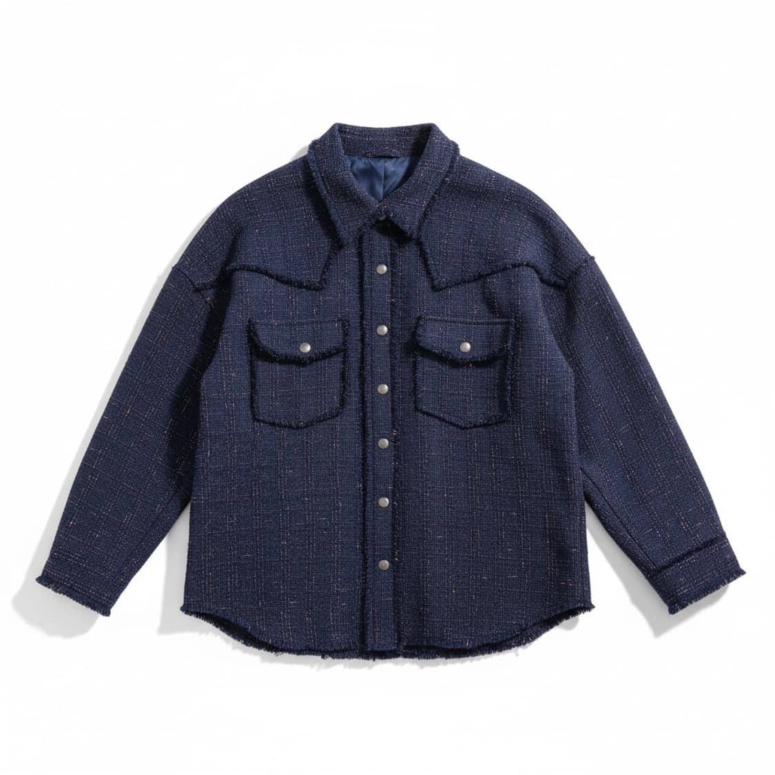MMIC 트위드 오버핏 셔츠 자켓 네이비 F 상품이미지1