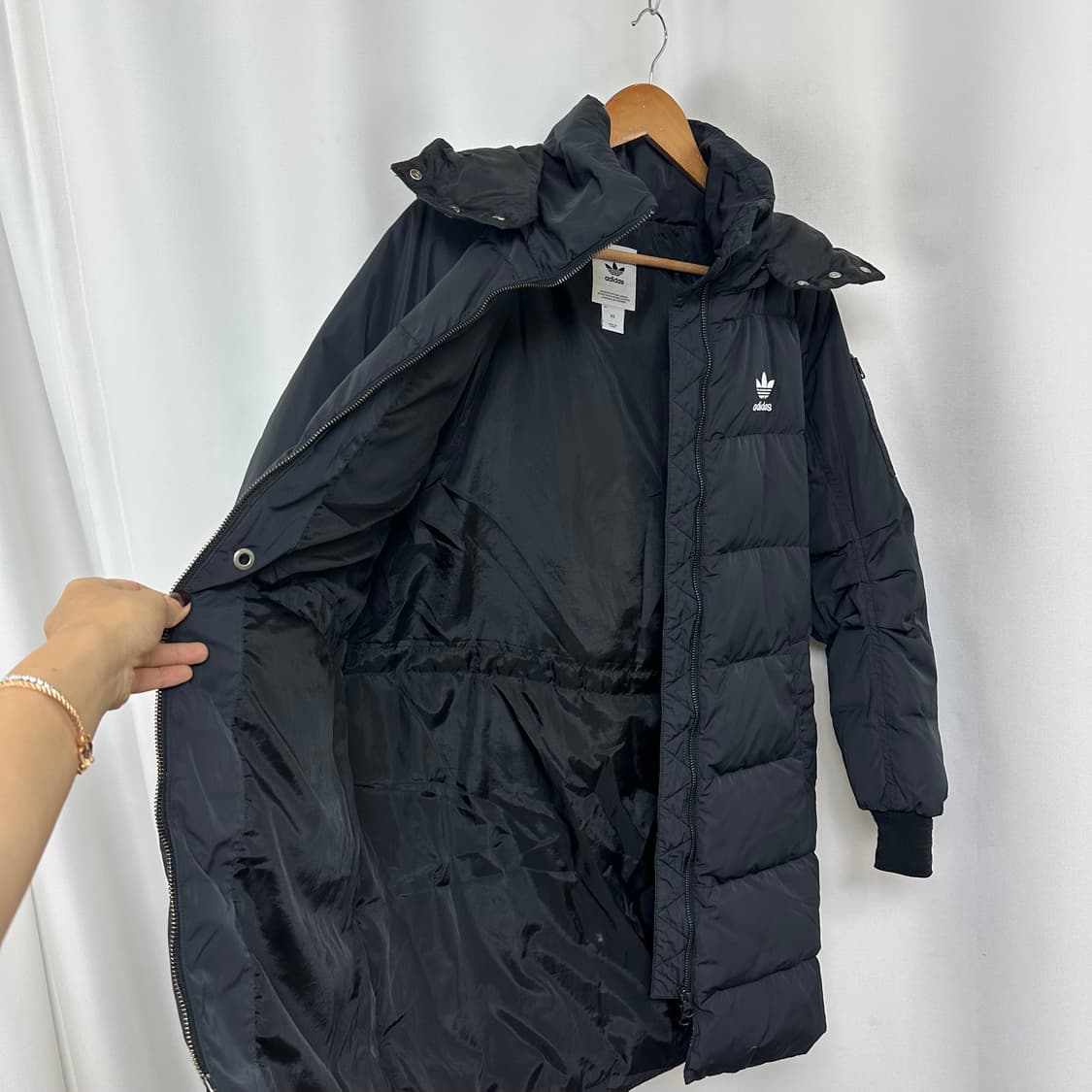  아디다스 불꽃 여자 롱패딩 점퍼 검정 XS 상품이미지6