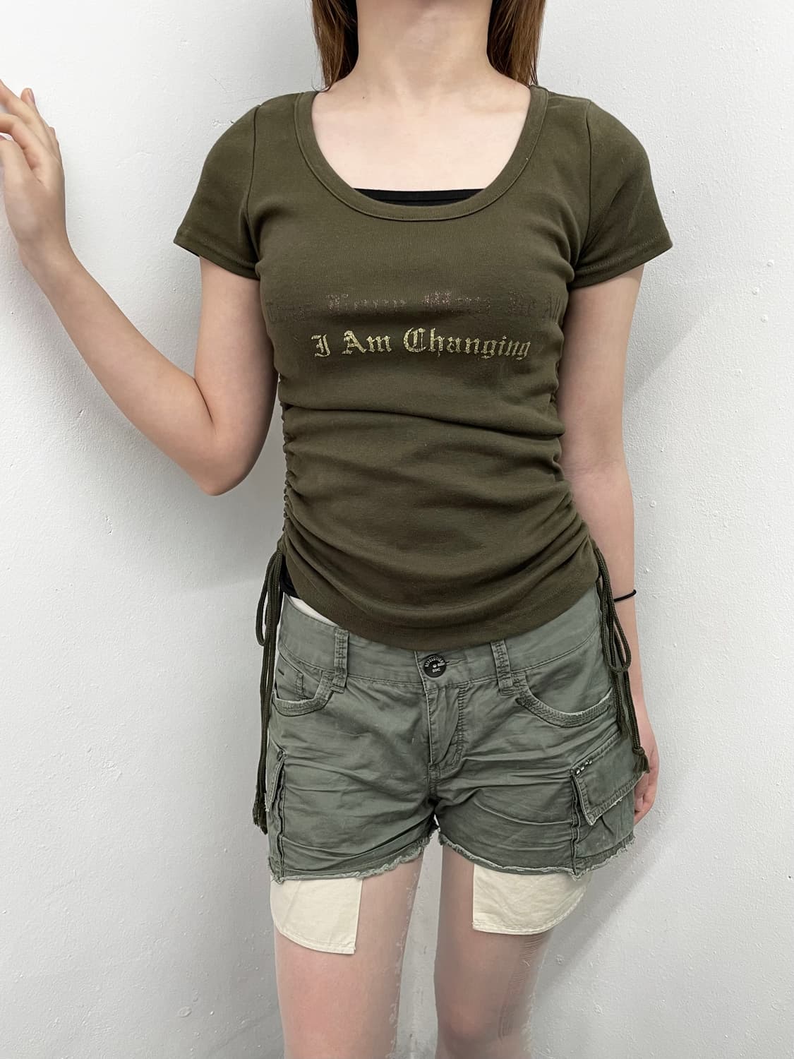 y2k 그런지 셔링 레이스 탑 상품이미지2