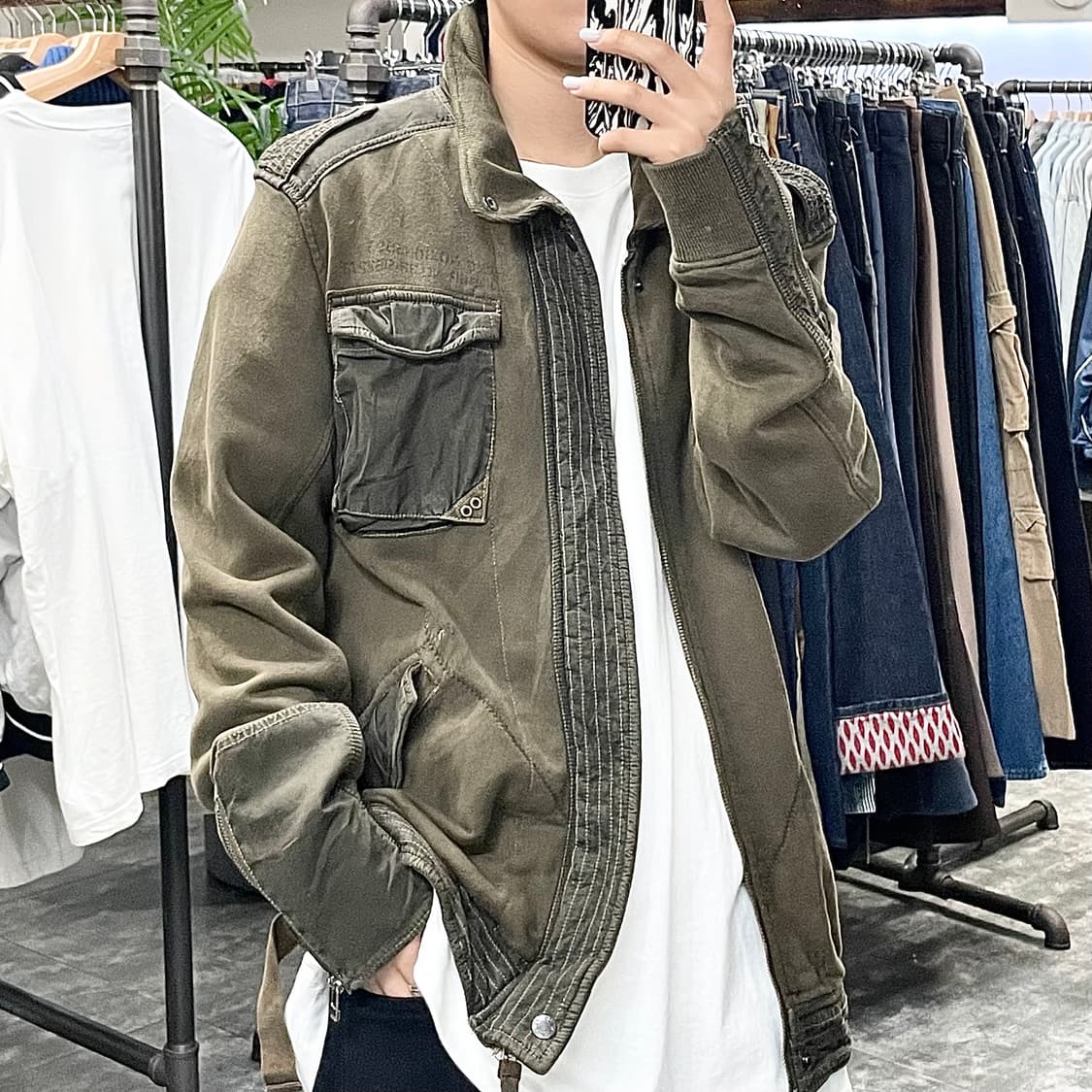 아비렉스 카키 복각 블루종 상품이미지1