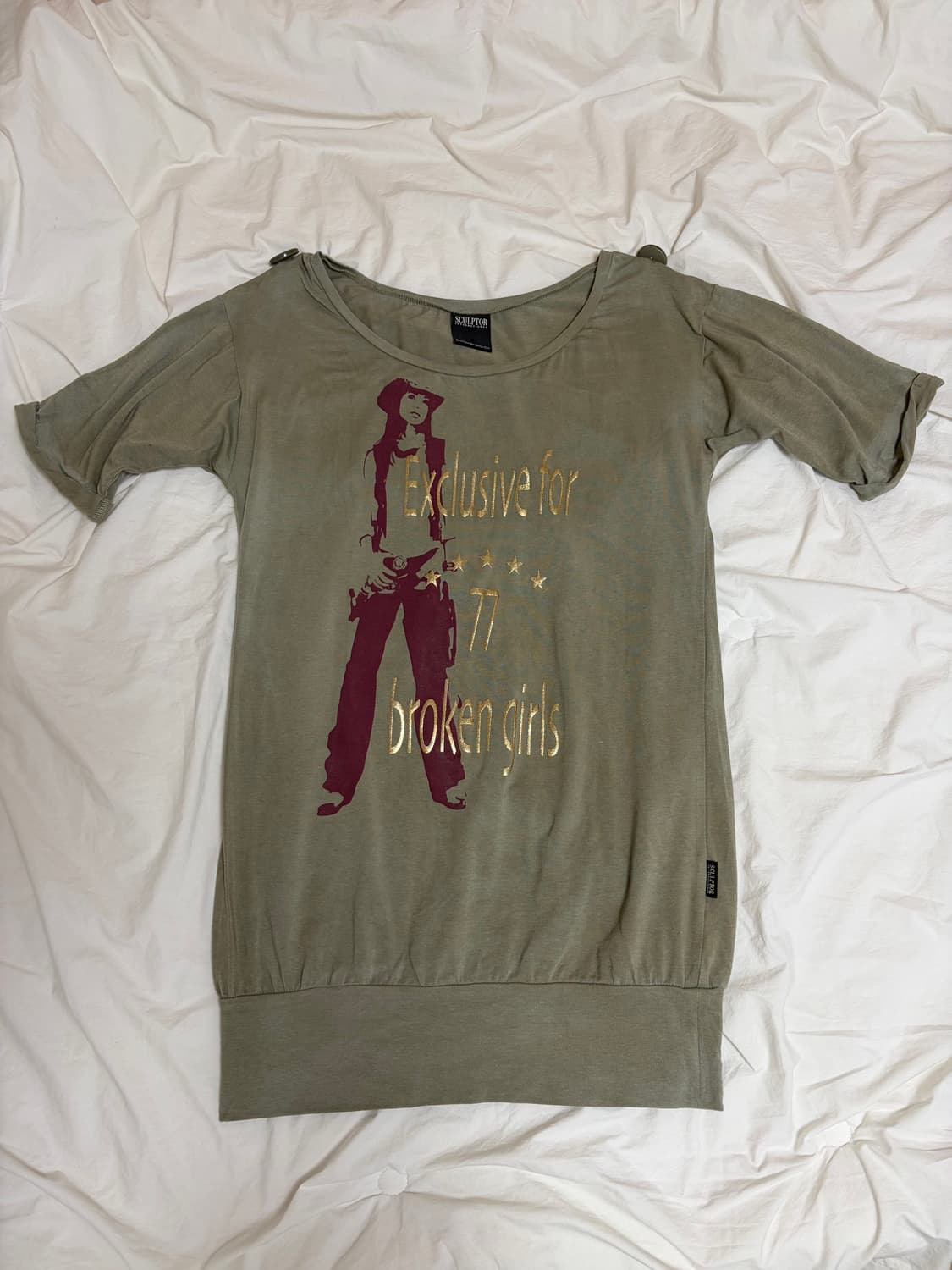 스컬프터 Broken Girls Roll Up Tee 롤업 티 카키 상품이미지4