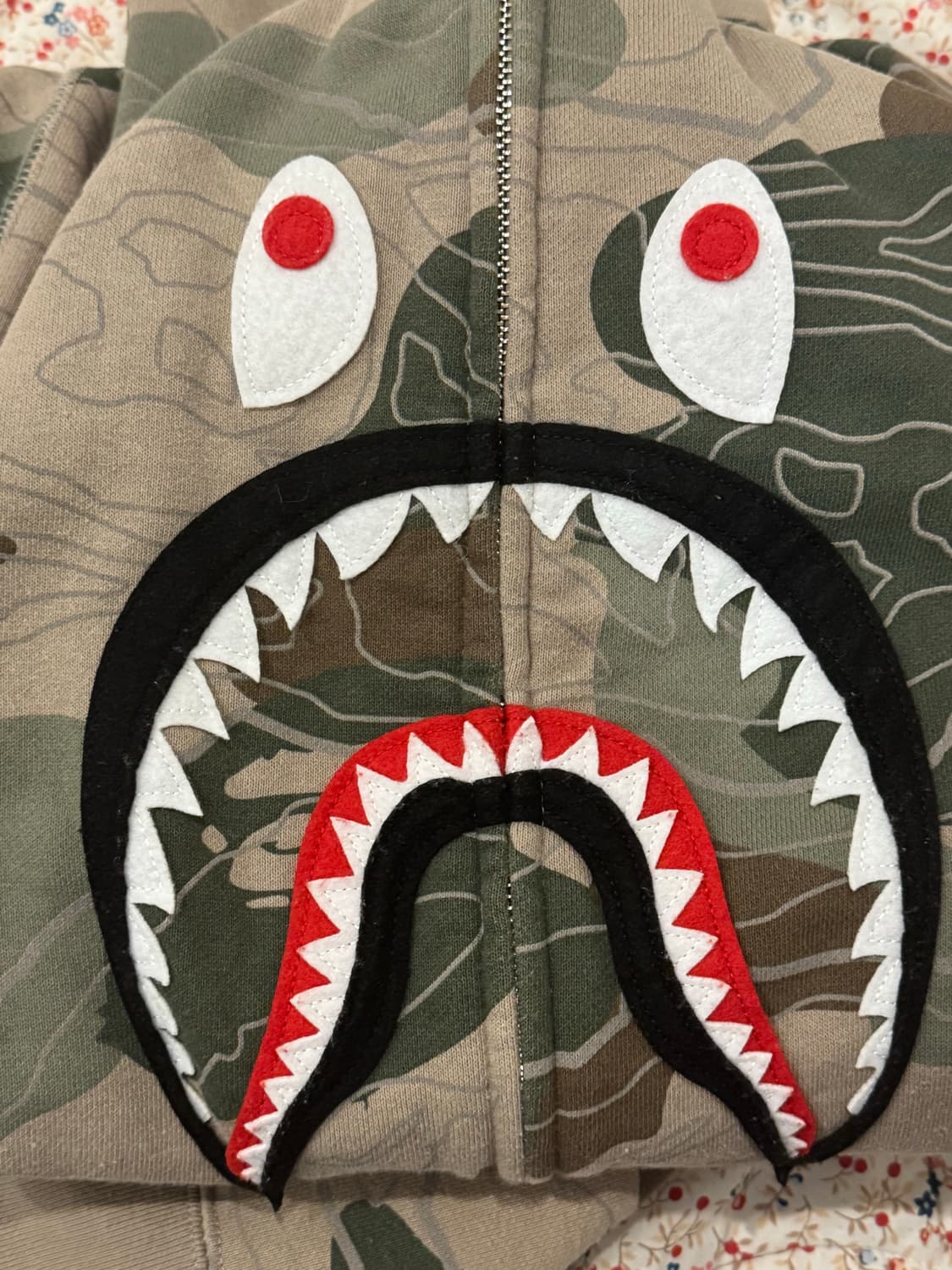 Bape 베이프 레이어드 라인 카모 샤크 풀 집 후드 토프 녹계 황계 상품이미지3