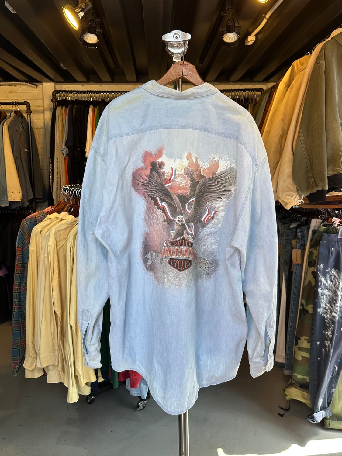 90s 할리데이비슨 샴브레이 셔츠 made in usa 상품이미지1