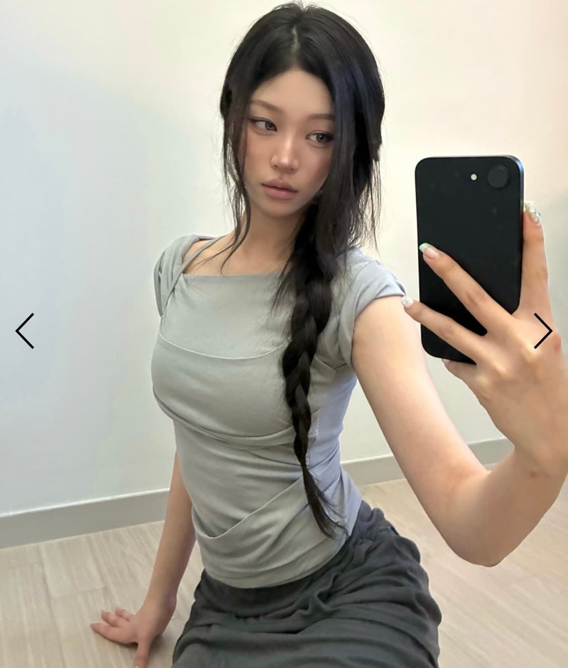 플레어업 레이어드 뷔스티에 티셔츠 그레이 상품이미지2