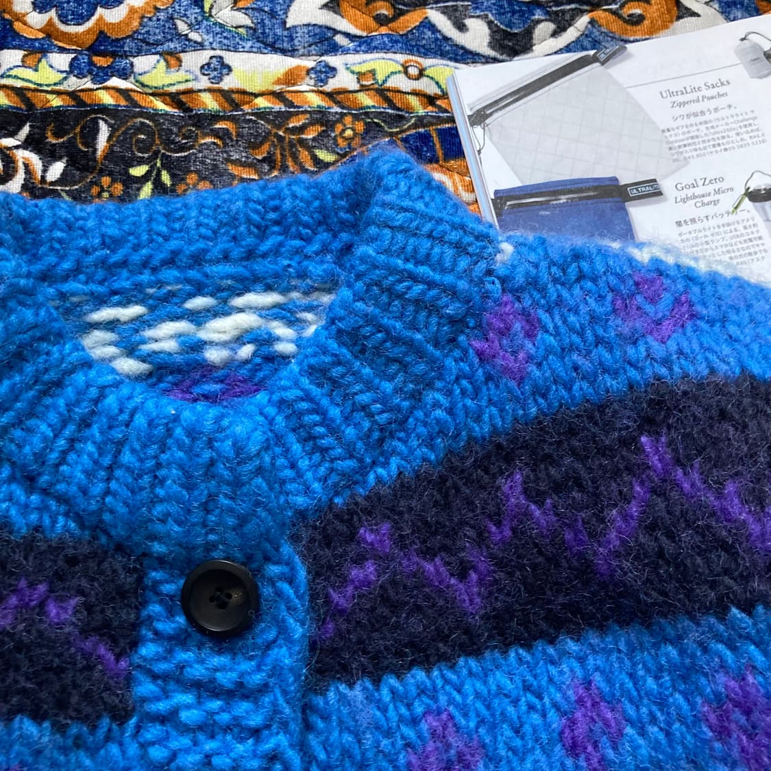 오버핏 나바호 파도 패턴 울 헤비니트 크롭 스웨터 버튼 가디건 상품이미지4