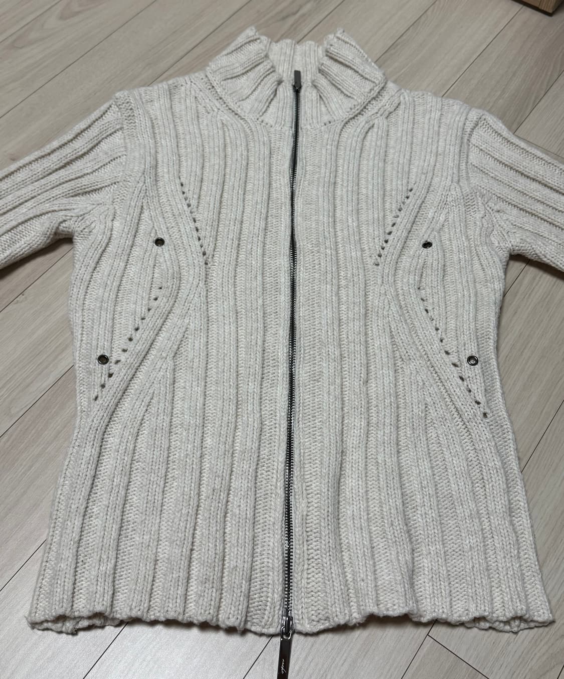 나체 니트 집업 NACHE 아이보리 상품이미지5