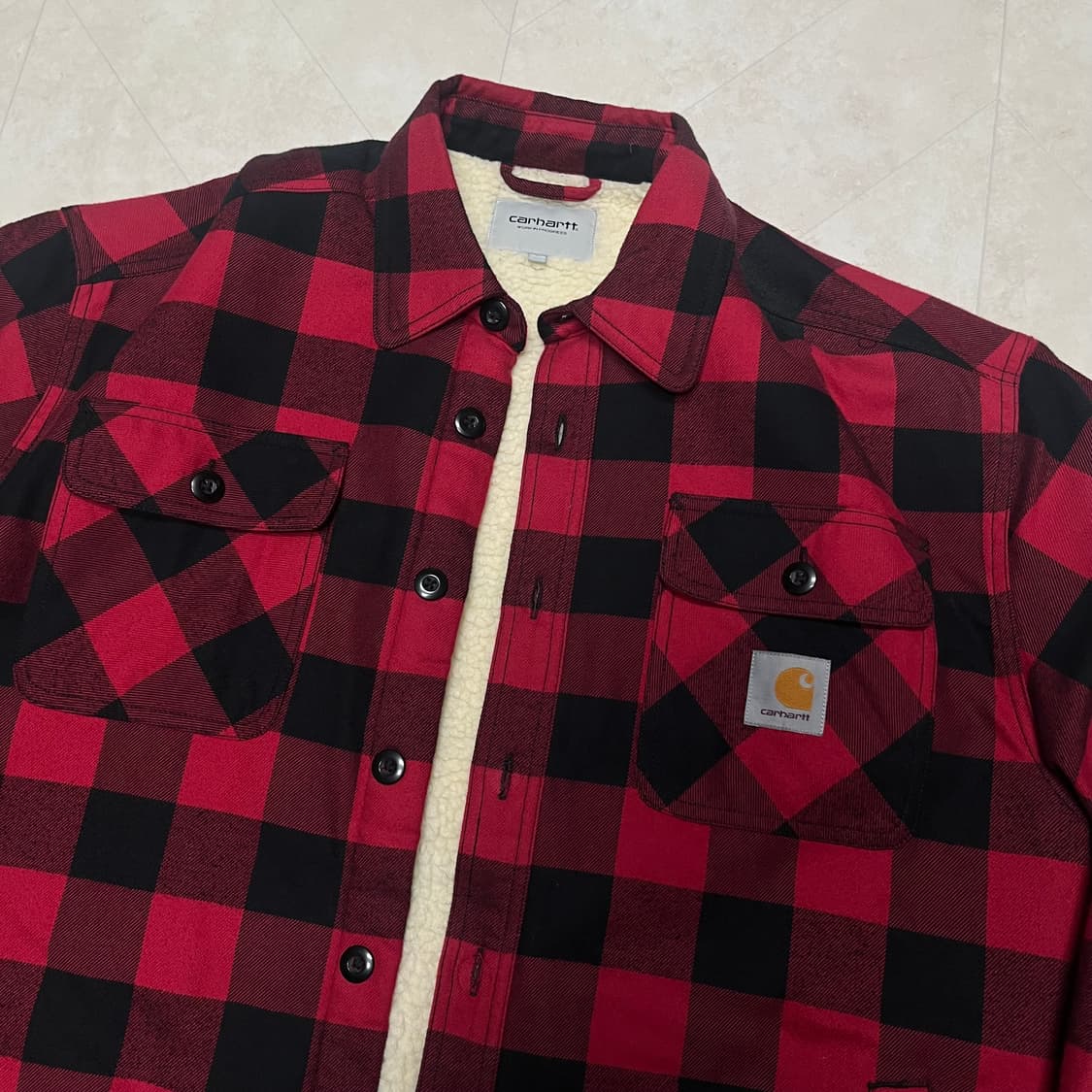 (L)칼하트WIP 로고 레드 체크셔츠 자켓 상품이미지1