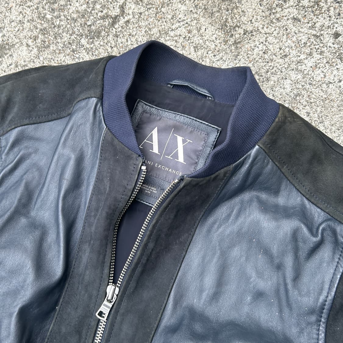알마니 익스체인지 레더 스웨이드 믹스드 자켓 상품이미지5