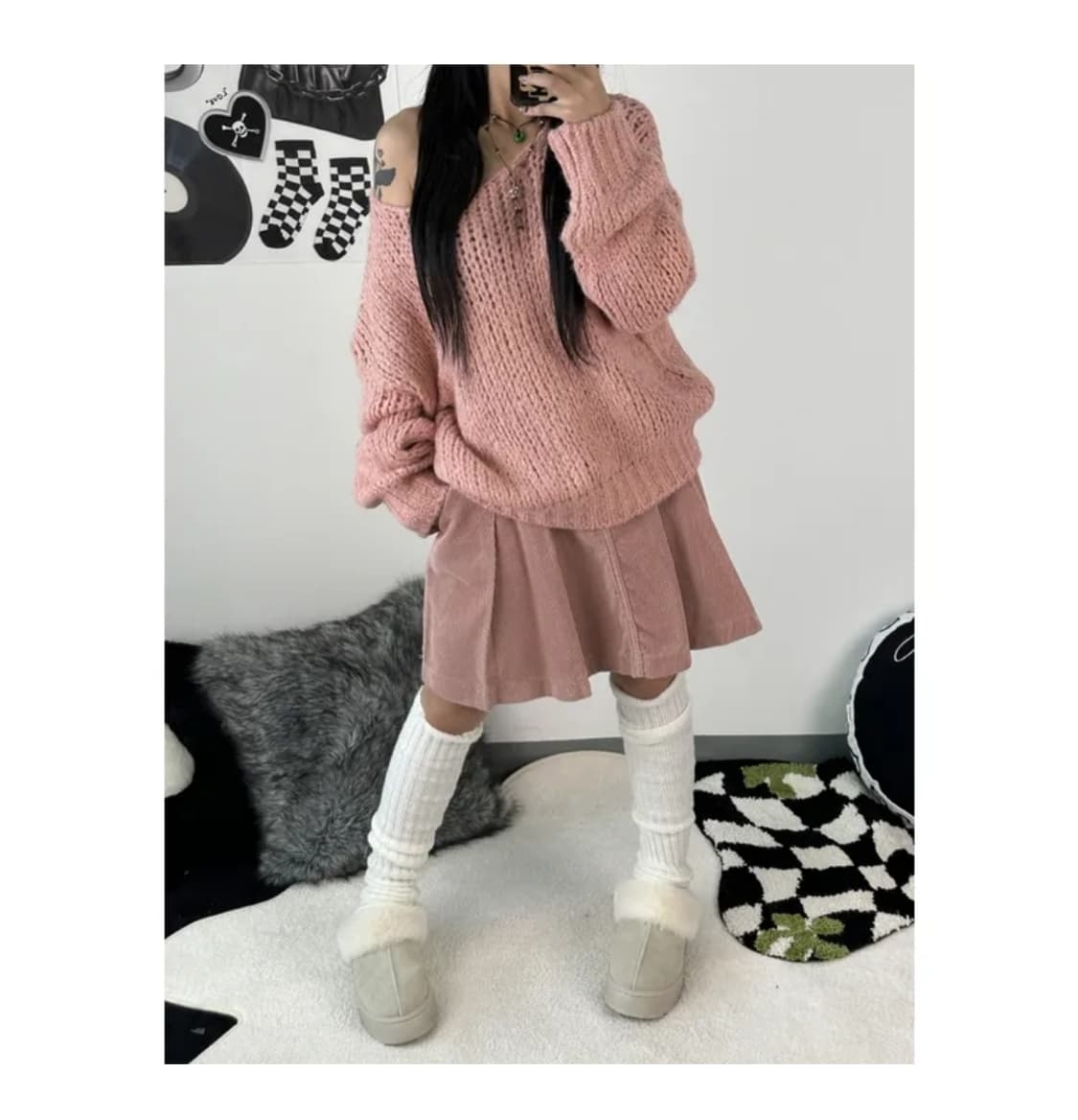 키미스 OOTJ 코듀로이 미디 스커트 핑크 새상품 상품이미지3