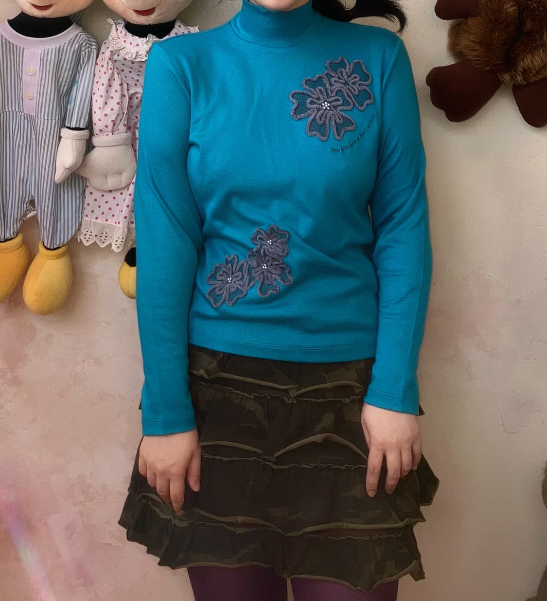 jpn 플라워 아쿠아 폴라 티셔츠 상품이미지1