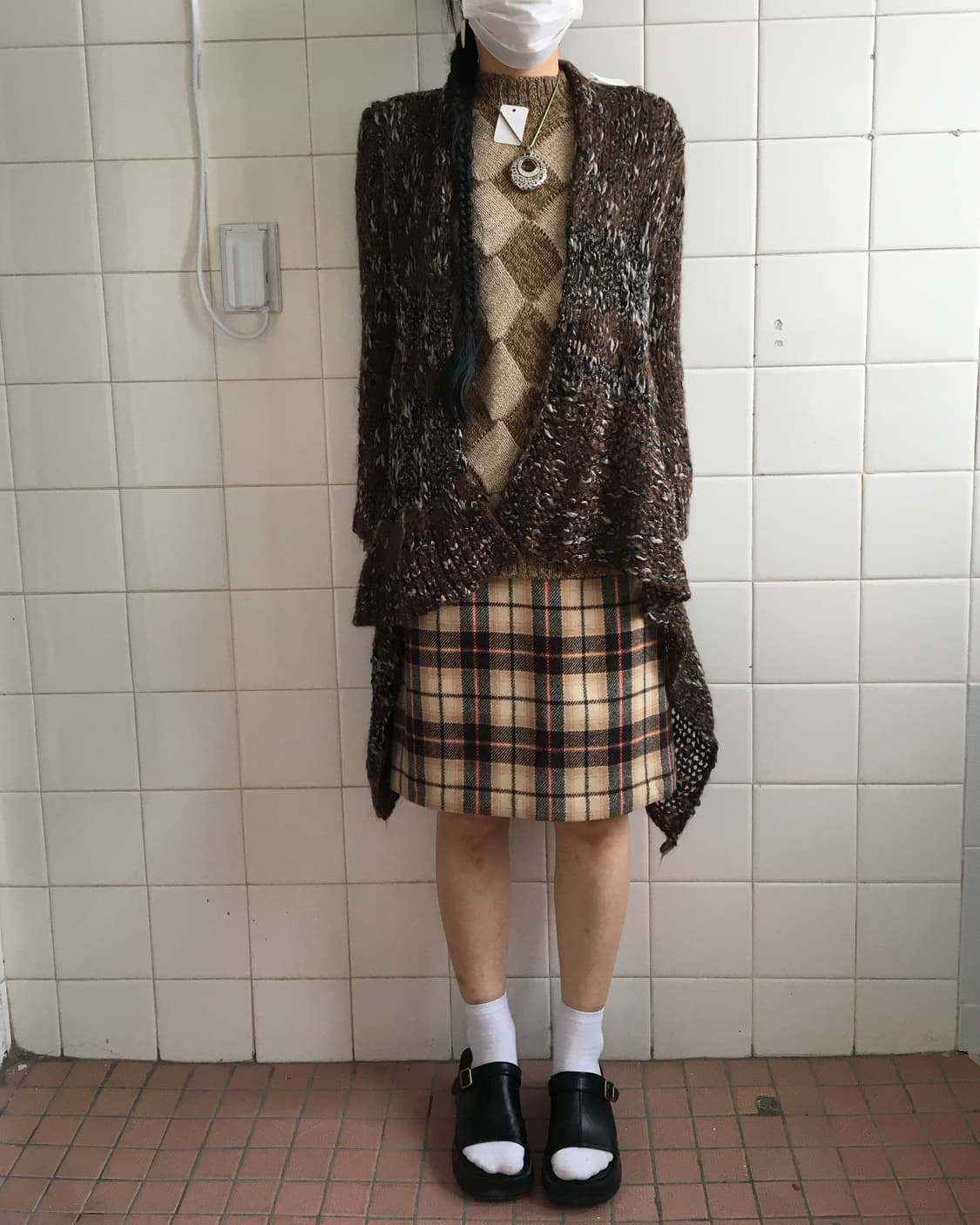 Drape unbalanced open knit cardigan 상품이미지1