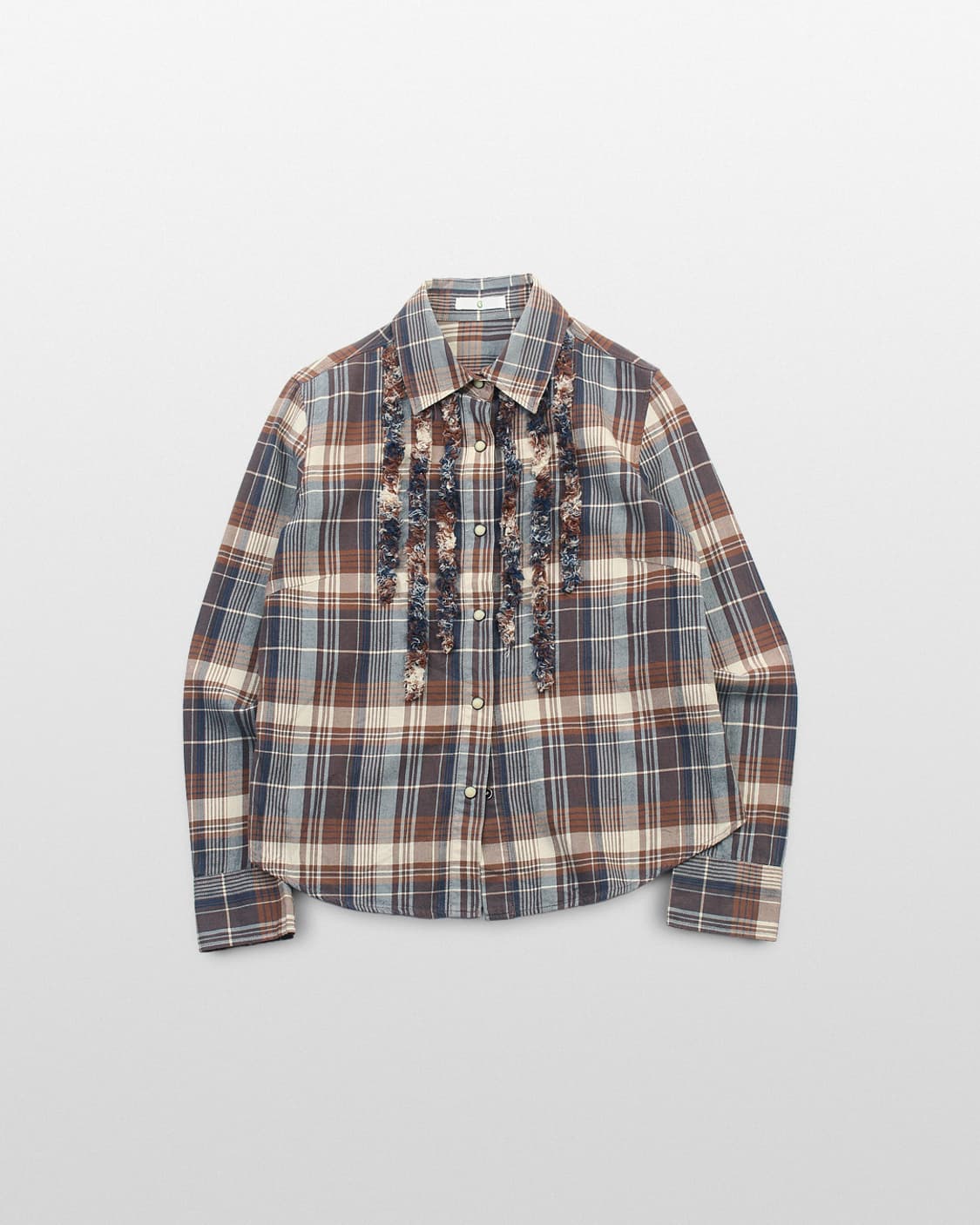 B Check Fringe Shirt 상품이미지1