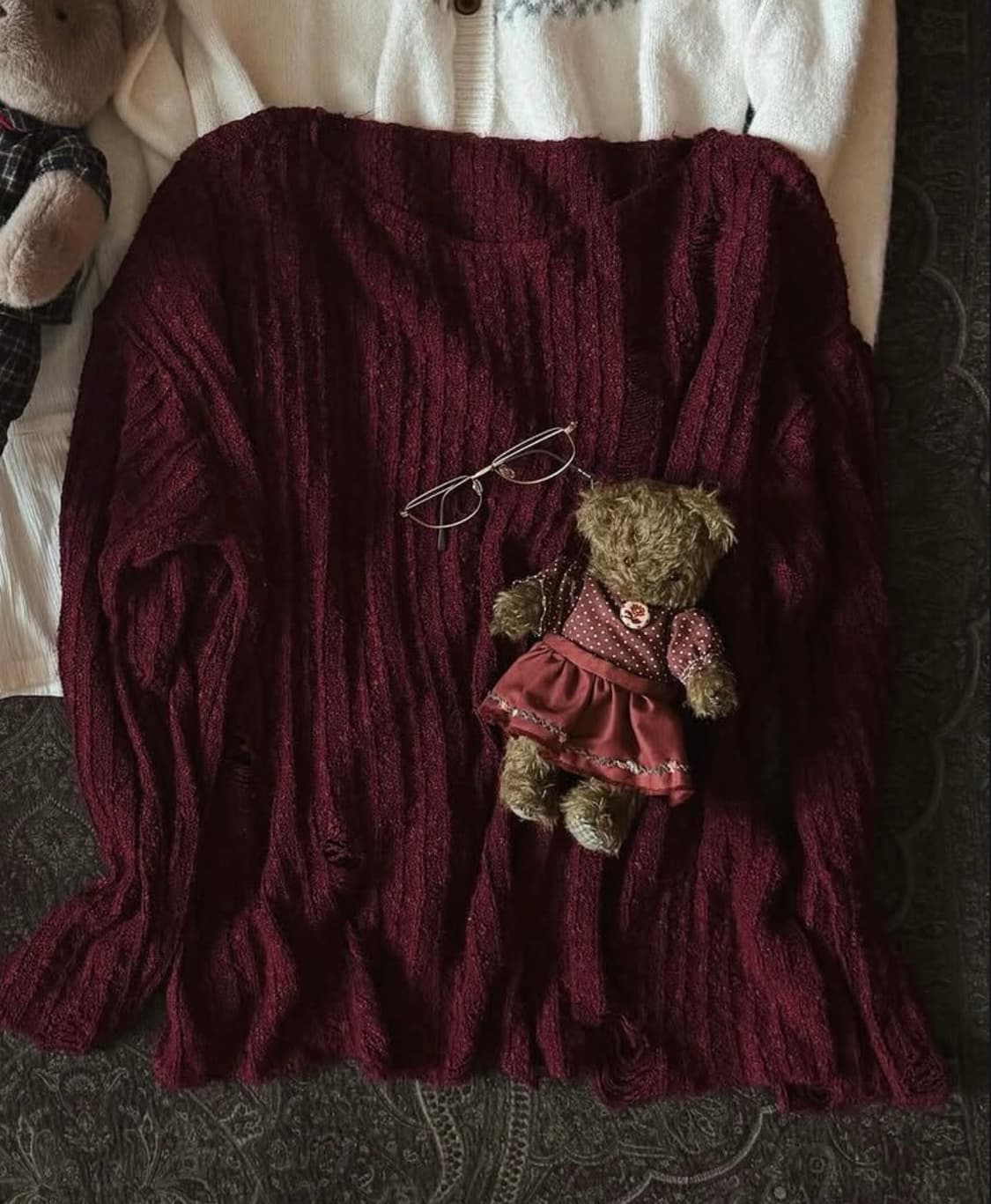 버건디 여성 니트 스웨터 상품이미지2