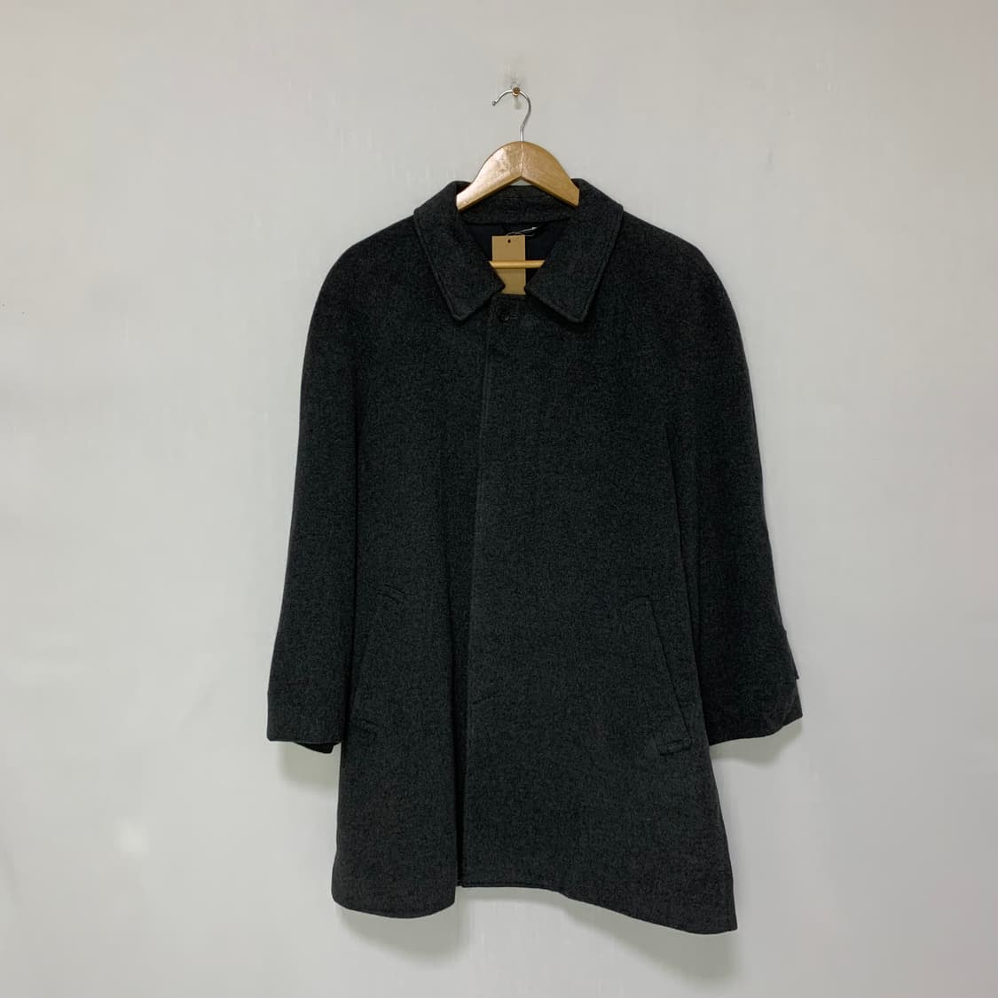 빈티지 캐시미어 100% 버튼 차콜 하프코트 남녀공용 상품이미지1