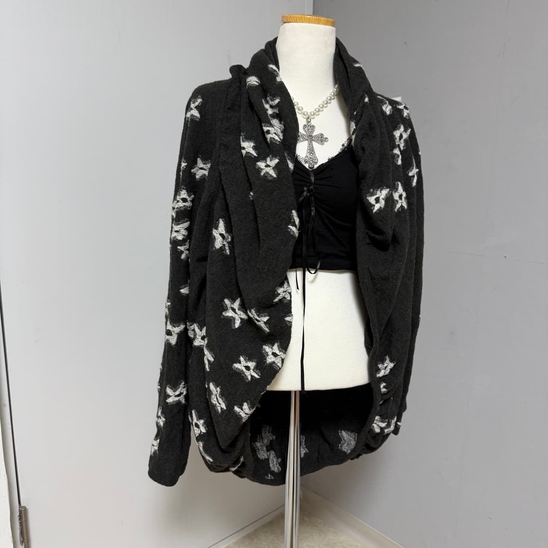 Y2k 별 패턴 볼레로 가디건  상품이미지4