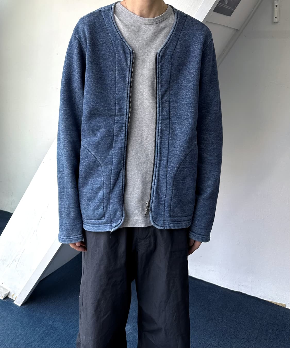 No-collar sweat 2way zip parke 상품이미지5